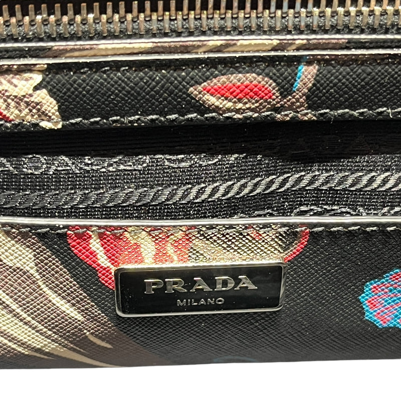 PRADA/Clutch Bag/All Over Print/Leather/BLU/SAFFIANO FLOWER