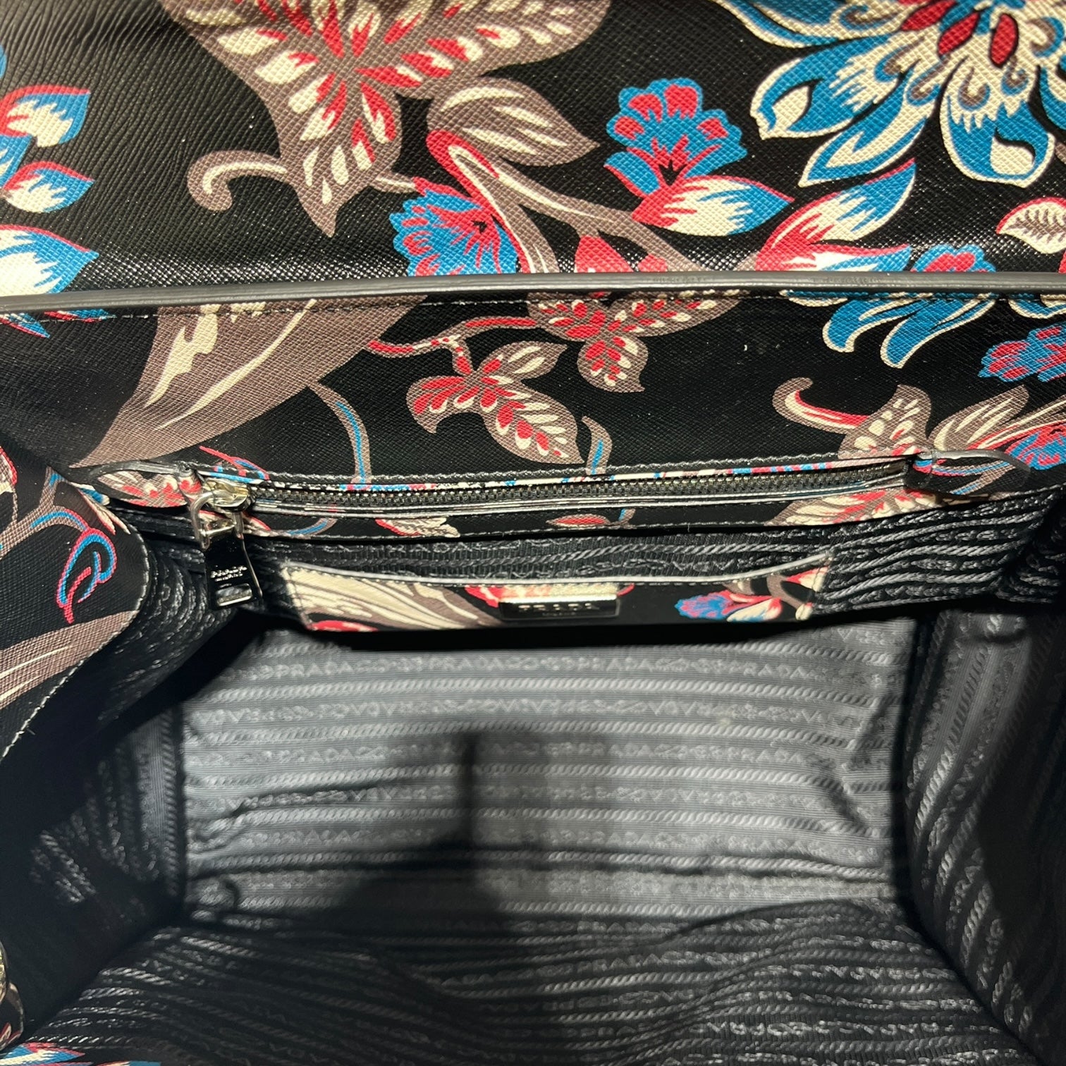 PRADA/Clutch Bag/All Over Print/Leather/BLU/SAFFIANO FLOWER view 7