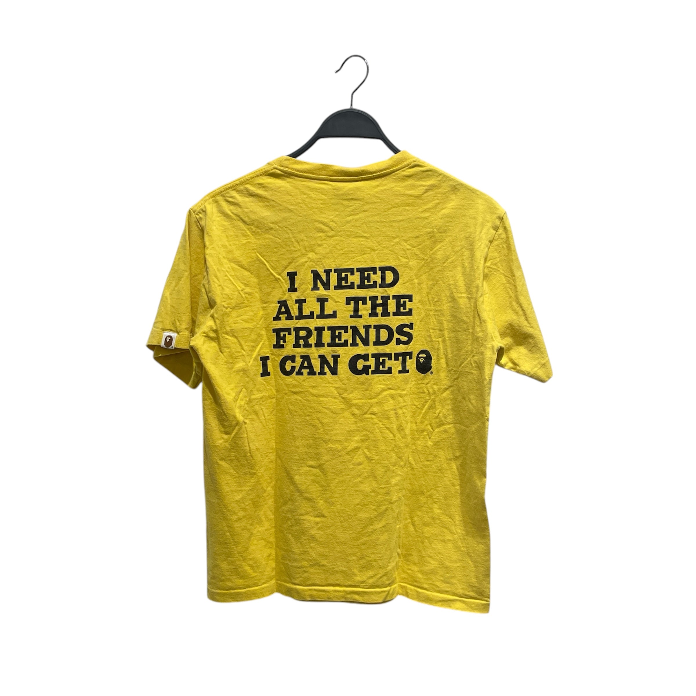 A BATHING APE/T-Shirt/S/Cotton/YEL/CHARLIE BROWN I NEED FRIENDS T view 2