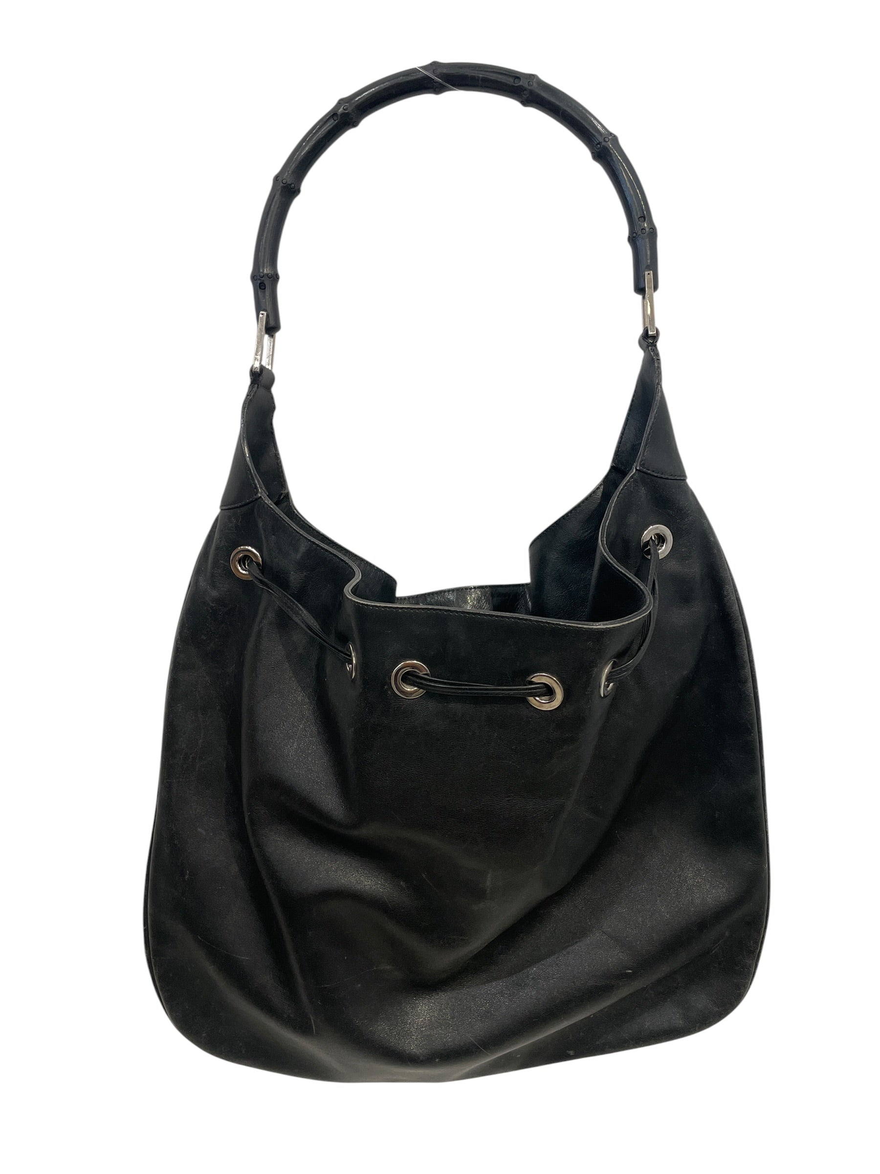 GUCCI/Bag/Leather/BLK/Bamboo Handle SLVR Hardware view 2