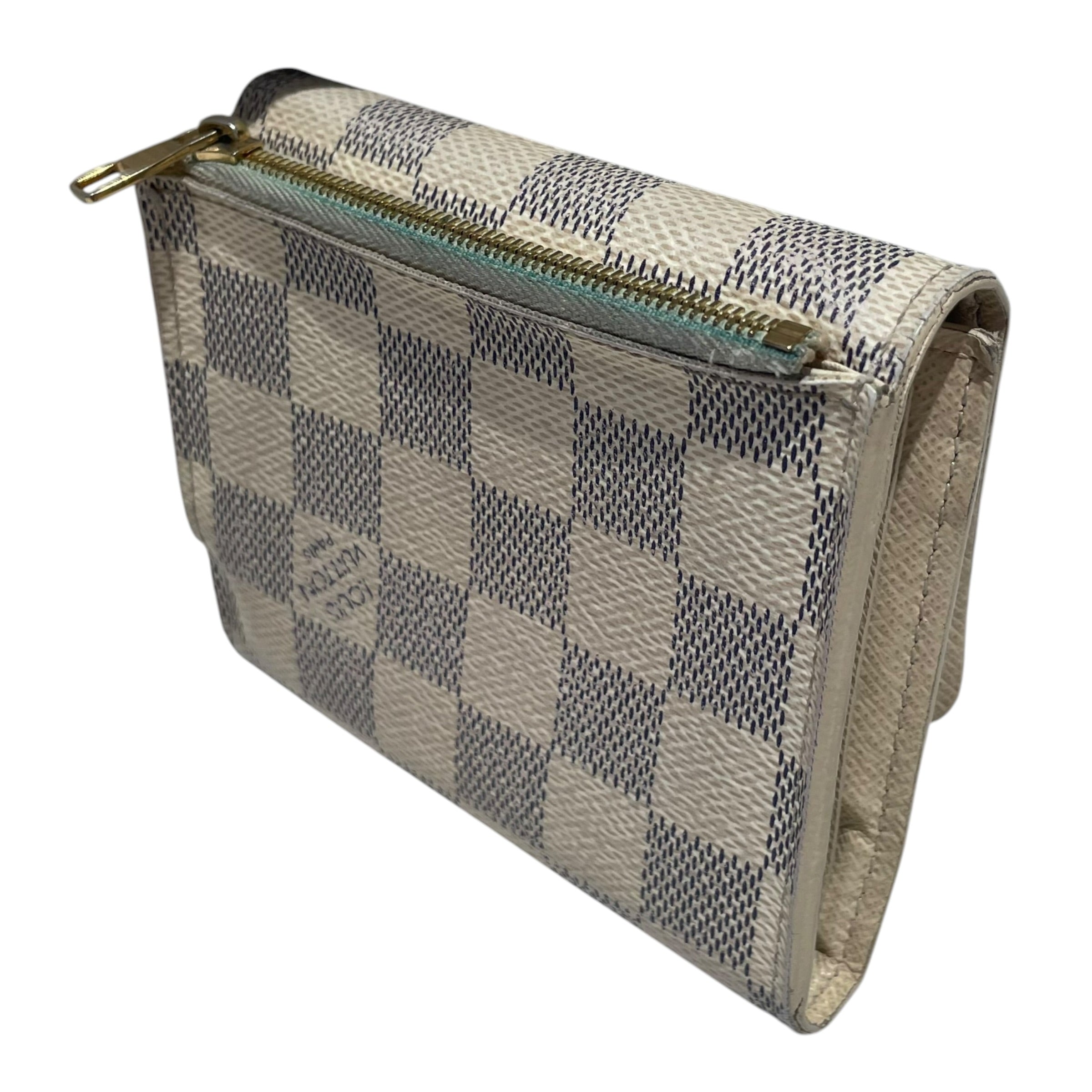 LOUIS VUITTON/Wallet/Monogram/Leather/WHT/damier azur zip pocket view 2
