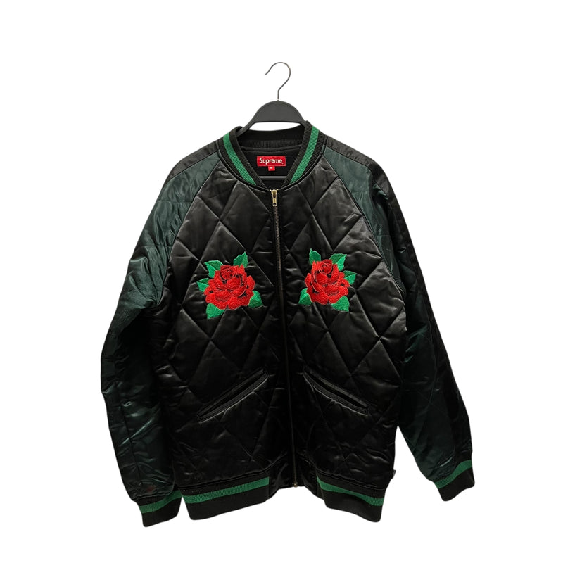 Supreme/Quilted Jkt/M/Nylon/BLK/Satin roses