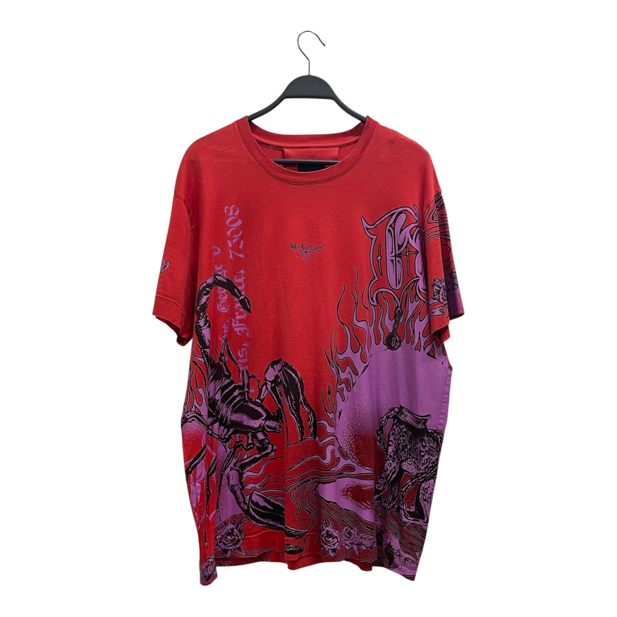 GIVENCHY/T-Shirt/XL/Cotton/RED/All Over Print/PURPLE SCORPION GRAPHIC view 1
