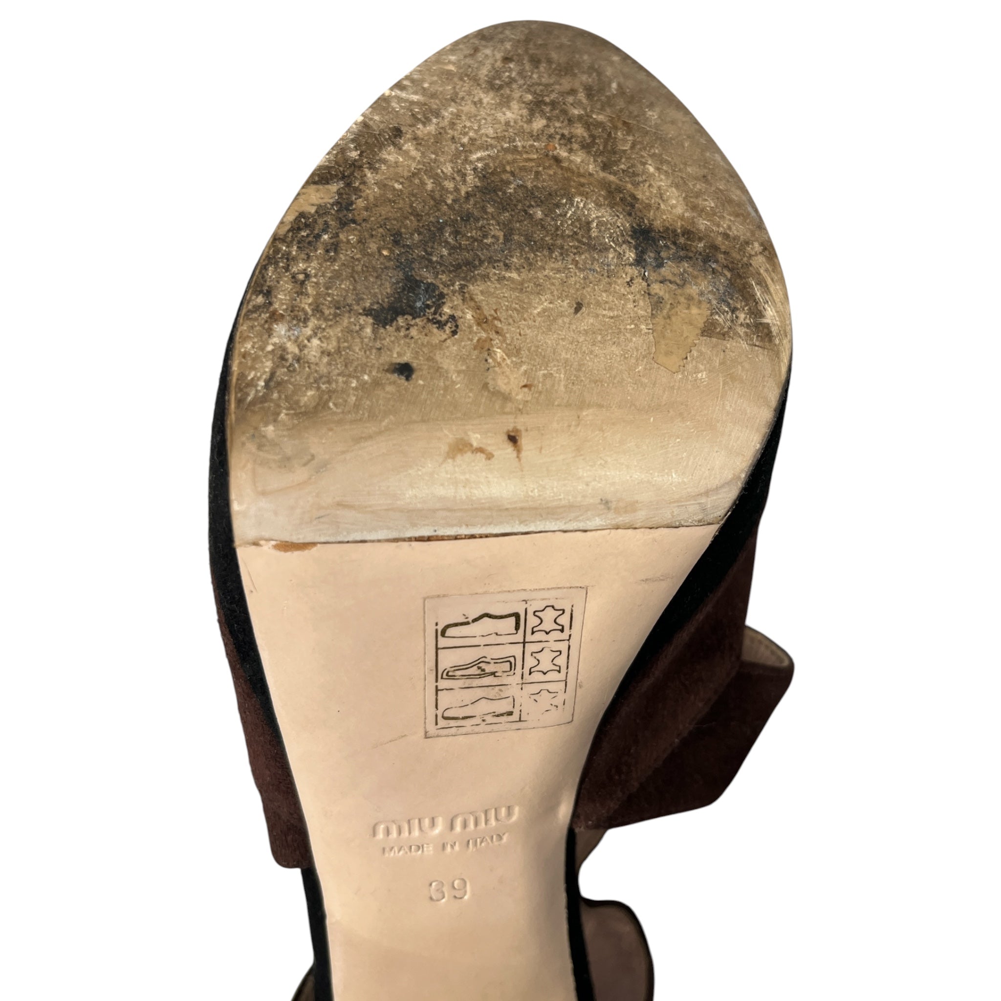 MIU MIU/Heels/EU 39/Suede/BRW/CROSSOVER STRAP BROWN view 3