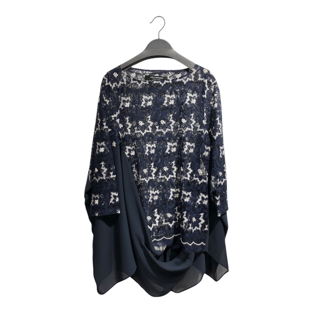 JUNYA WATANABE COMME des GARCONS/3|4S Blouse/S/Floral Pattern/NVY/White/Blu view 1