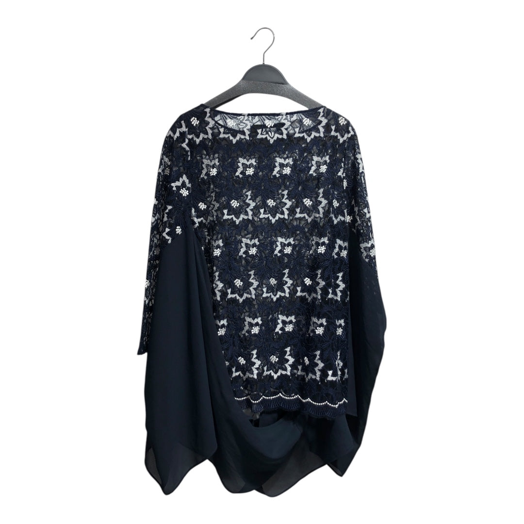 JUNYA WATANABE COMME des GARCONS/3|4S Blouse/S/Floral Pattern/NVY/White/Blu view 2