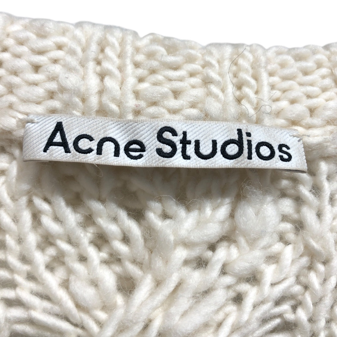 Acne Studios/Heavy Sweater/M/Wool/CRM/WIDE KNIT SWEATER W/ HOLES view 3