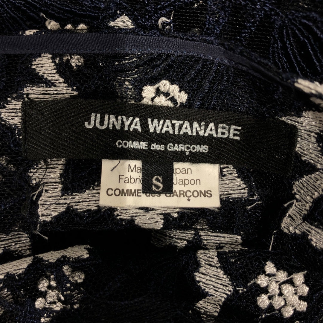 JUNYA WATANABE COMME des GARCONS/3|4S Blouse/S/Floral Pattern/NVY/White/Blu view 3