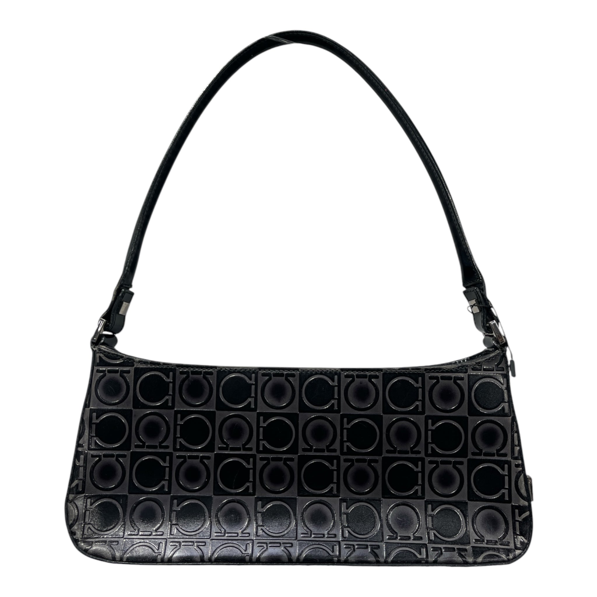 Salvatore Ferragamo/Hand Bag/Monogram/Leather/BLK/EMBOSSED GANCINI SILVER DETAIL view 2