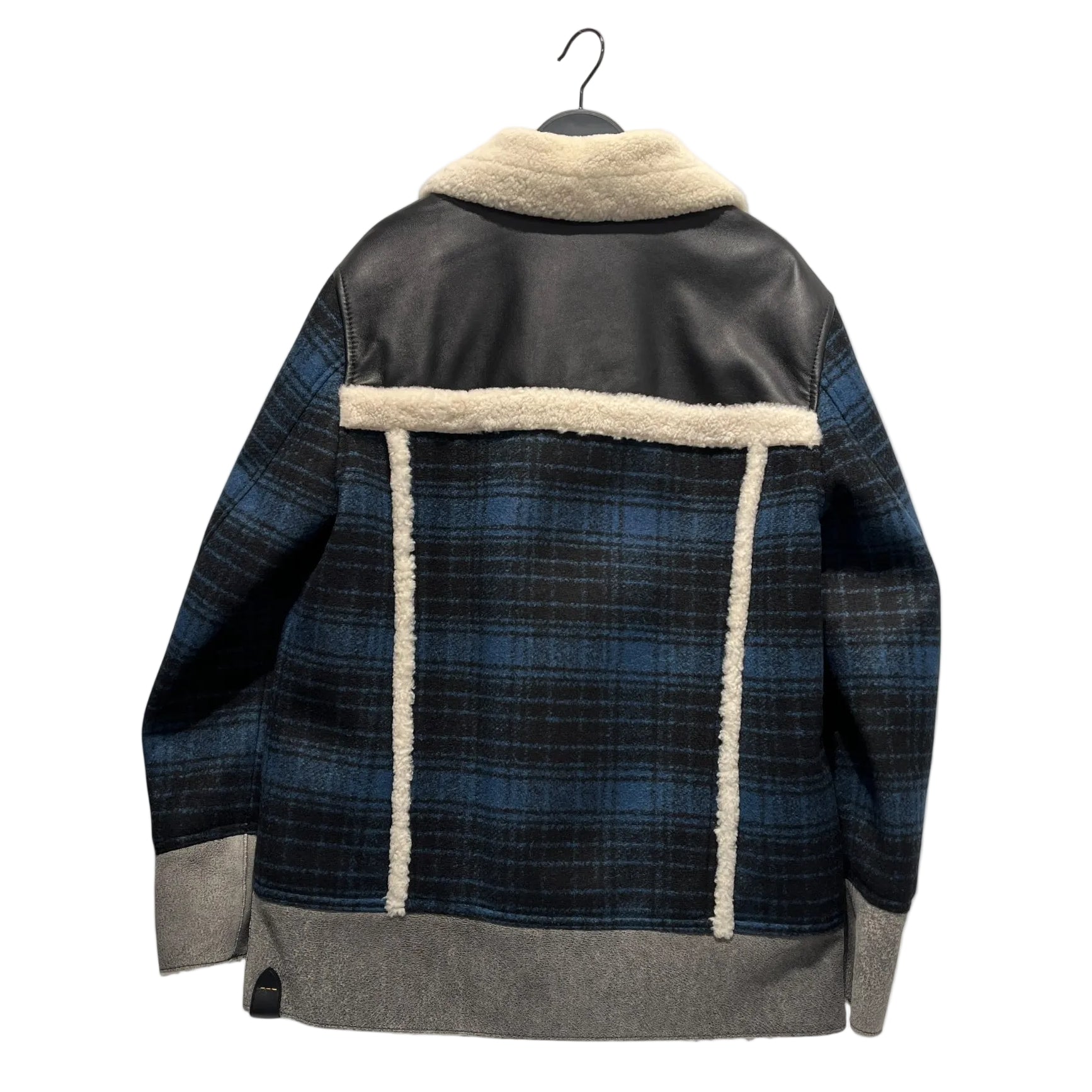 COACH/Fleece Jkt/44/Acrylic/BLU/Plaid/SHEARLING COAT SZ 44 view 2
