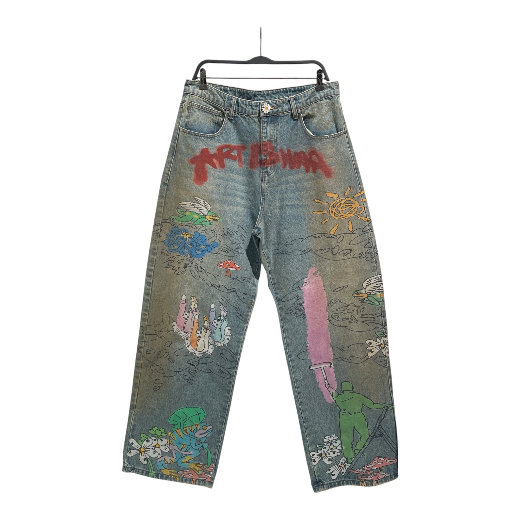 Vintage/Straight Pants/34/Denim/BLU/All Over Print/WNTD  Apparel. ART IS WAR view 1