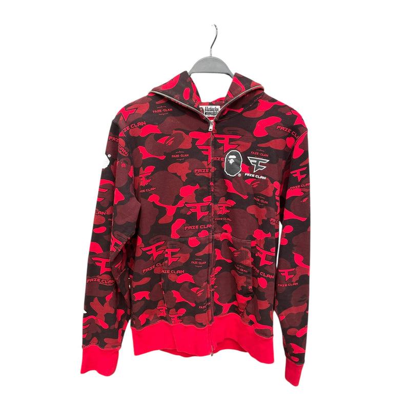 A BATHING APE/Zip Up Hoodie/M/Camouflage/Cotton/RED/BAPE x FAZE