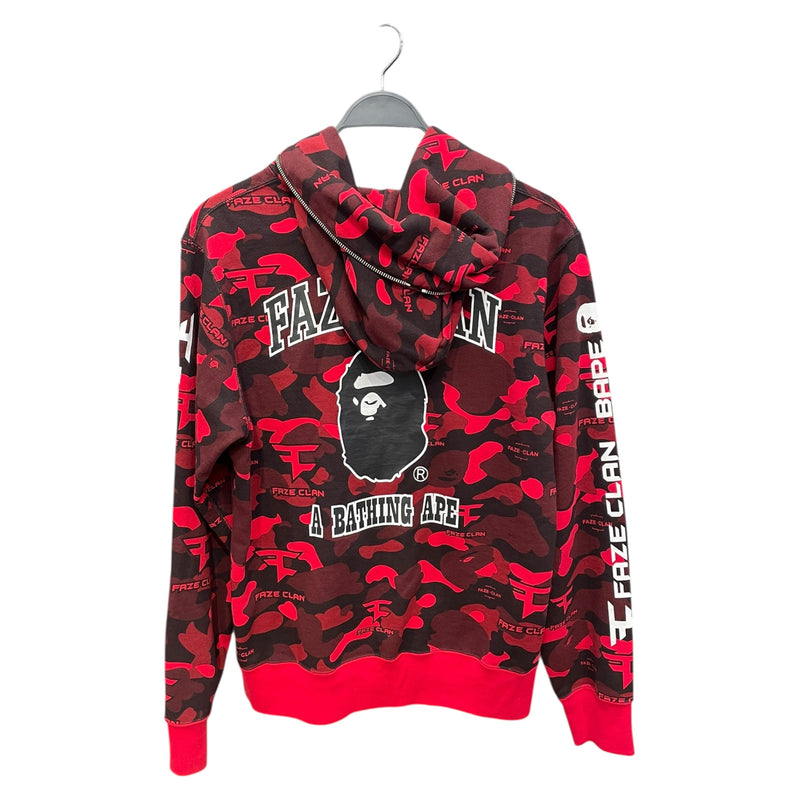 A BATHING APE/Zip Up Hoodie/M/Camouflage/Cotton/RED/BAPE x FAZE