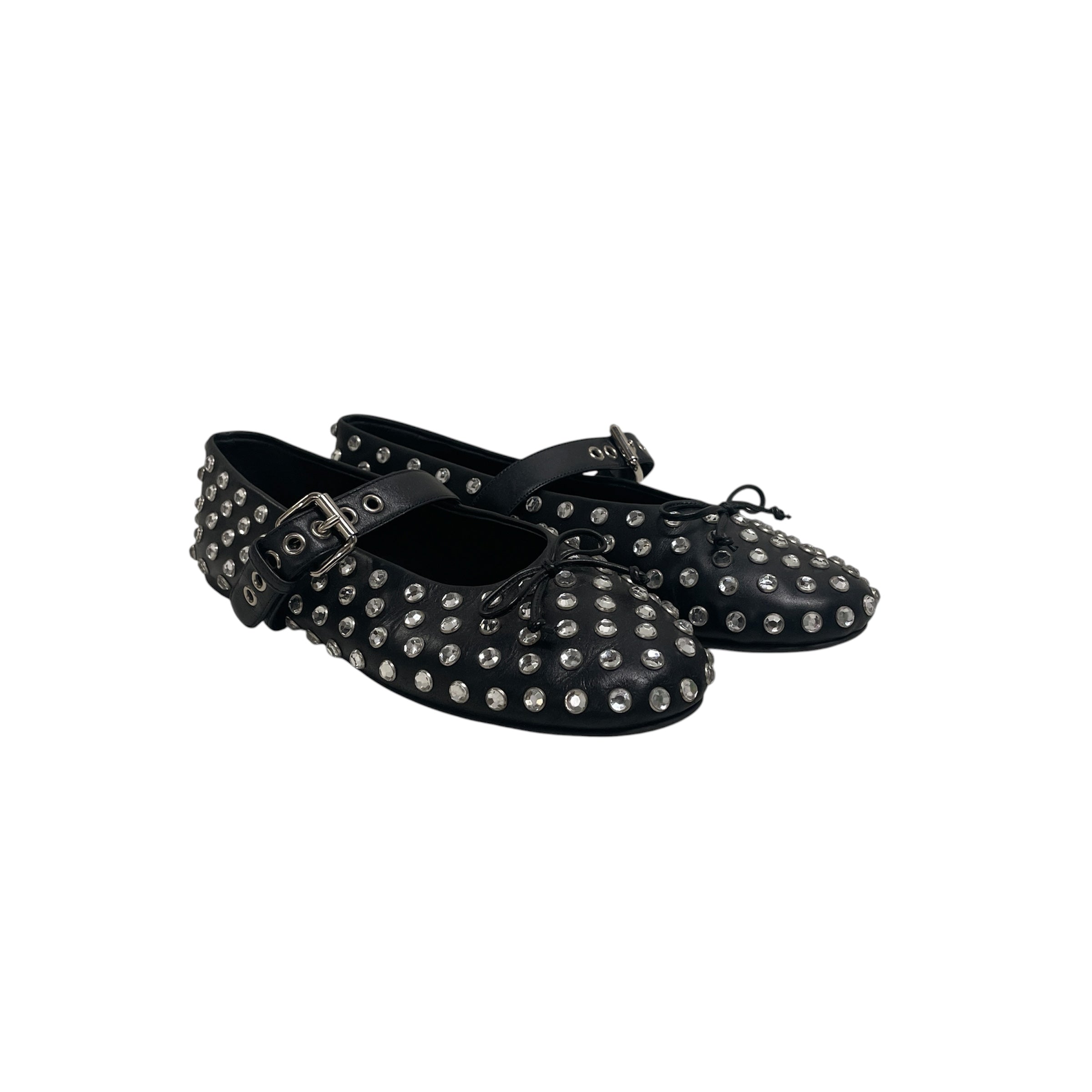 MIU MIU/Shoes/EU 41/Leather/BLK/rhinestone/ballet flats view 1