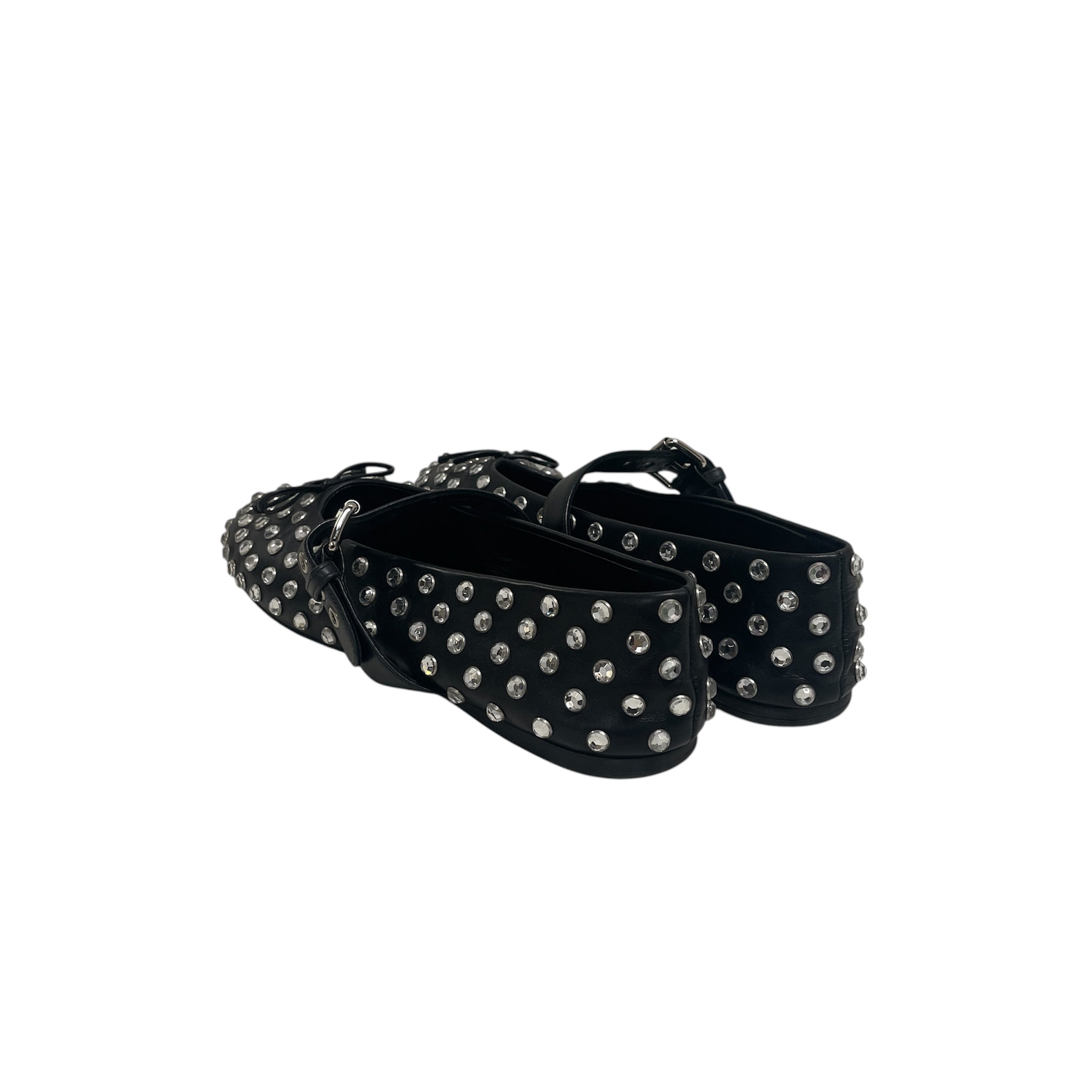 MIU MIU/Shoes/EU 41/Leather/BLK/rhinestone/ballet flats view 2