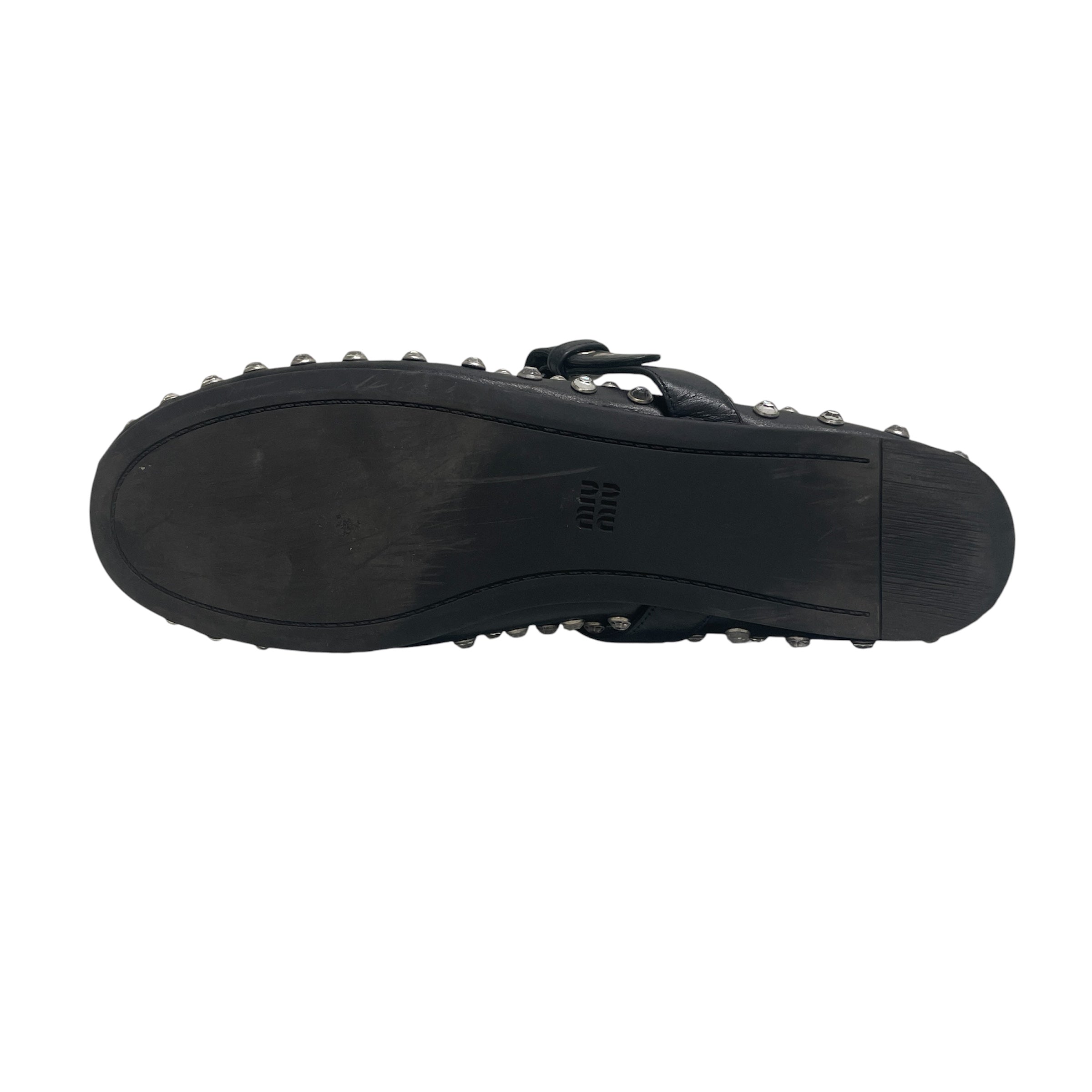 MIU MIU/Shoes/EU 41/Leather/BLK/rhinestone/ballet flats view 4