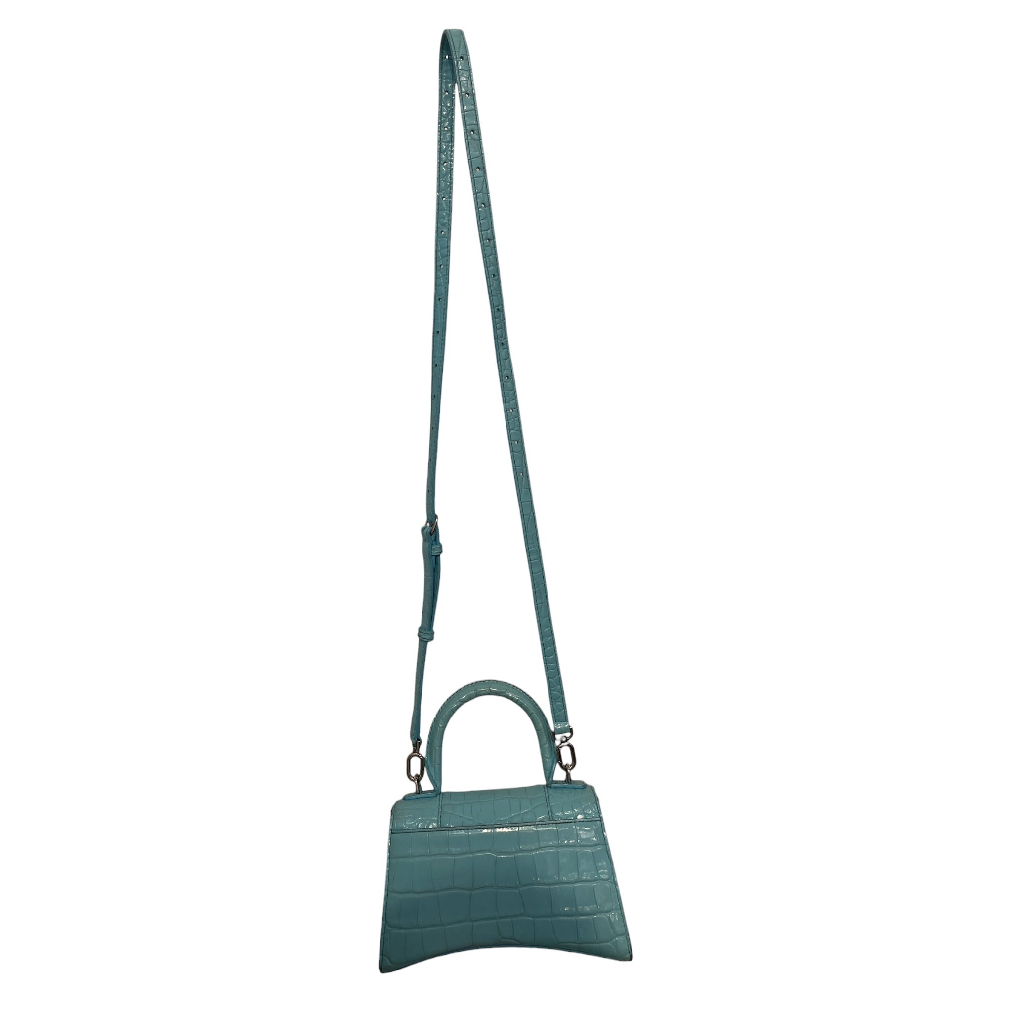 BALENCIAGA/Bag/Leather/BLU/hourglass croc embossed view 2