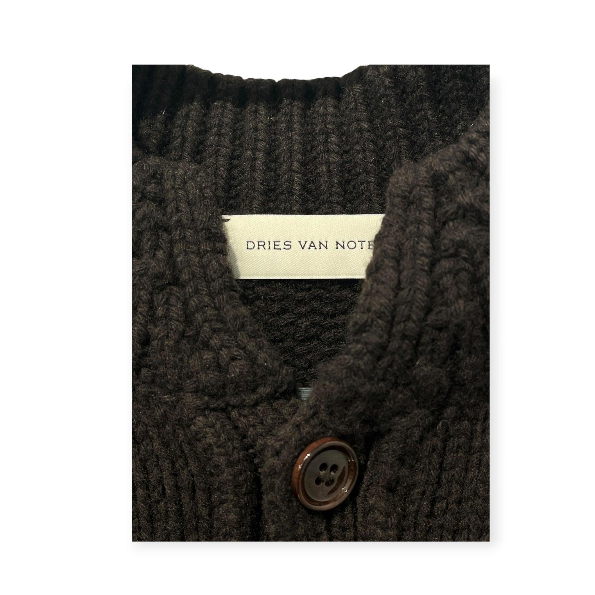 DRIES VAN NOTEN/Cardigan/L/Wool/BRW/5 BUTTON THICK KNIT view 2