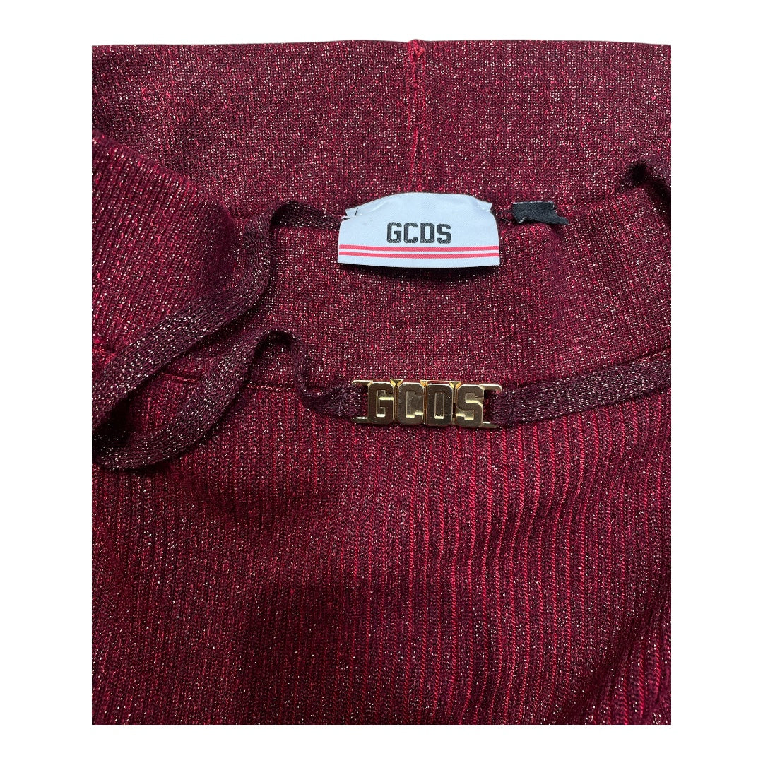 GCDS/Bootcut Pants/M/Cotton/RED/SPARKLY ELASTIC WAISTBAND view 3