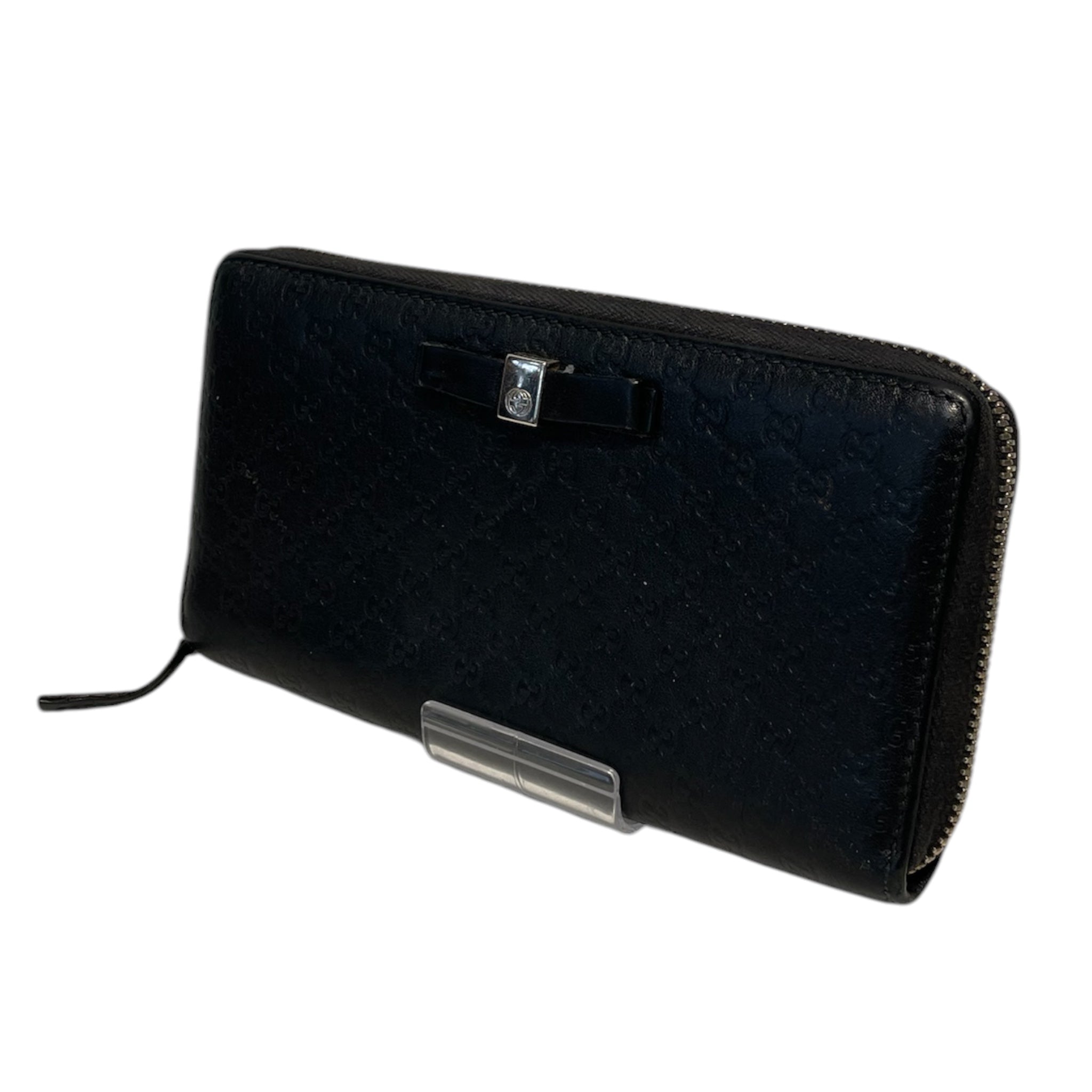 GUCCI/Long Wallet/Monogram/Leather/BLK/GUCCISSIMA BOW ZP WALLET view 1