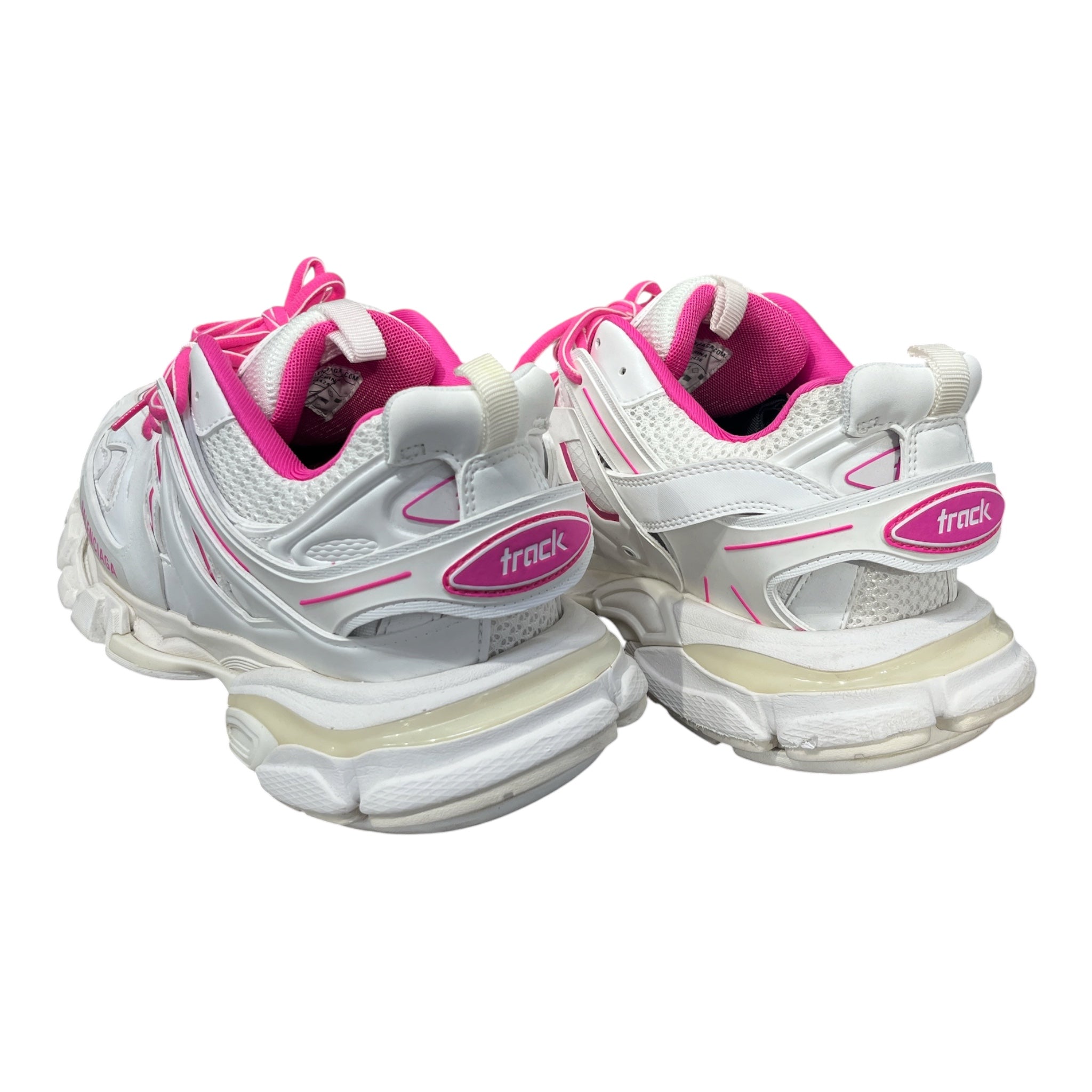 BALENCIAGA/Low-Sneakers/EU 41/Leather/WHT/TRACK WHITE AND NEON PINK view 2
