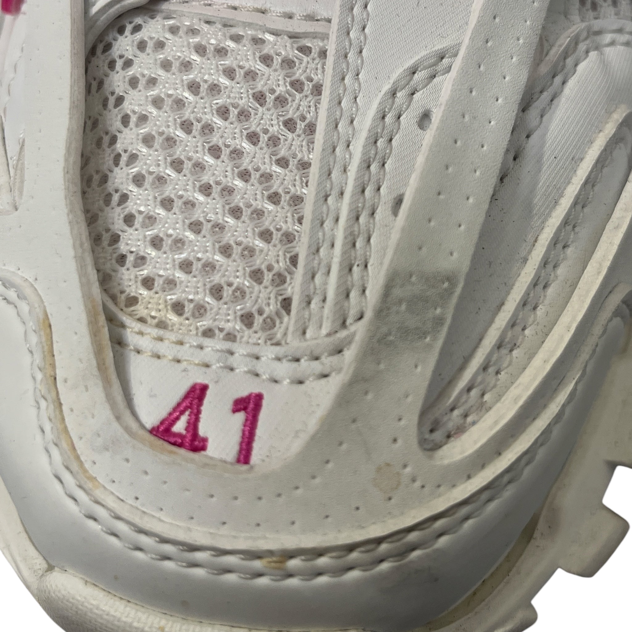 BALENCIAGA/Low-Sneakers/EU 41/Leather/WHT/TRACK WHITE AND NEON PINK view 4