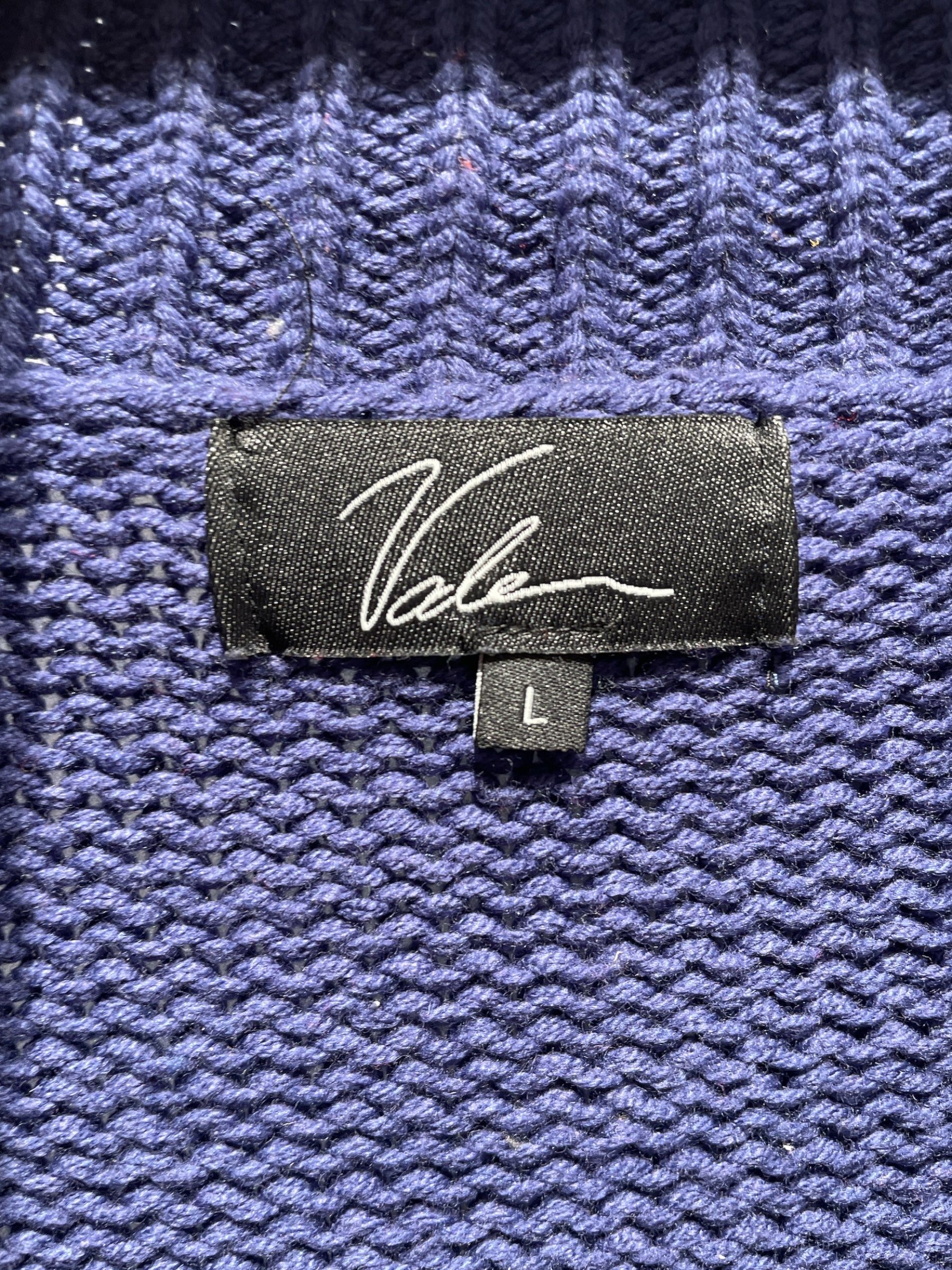 Vale/Sweater/L/Cotton/NVY/Embossed Zip Up Sweater view 3