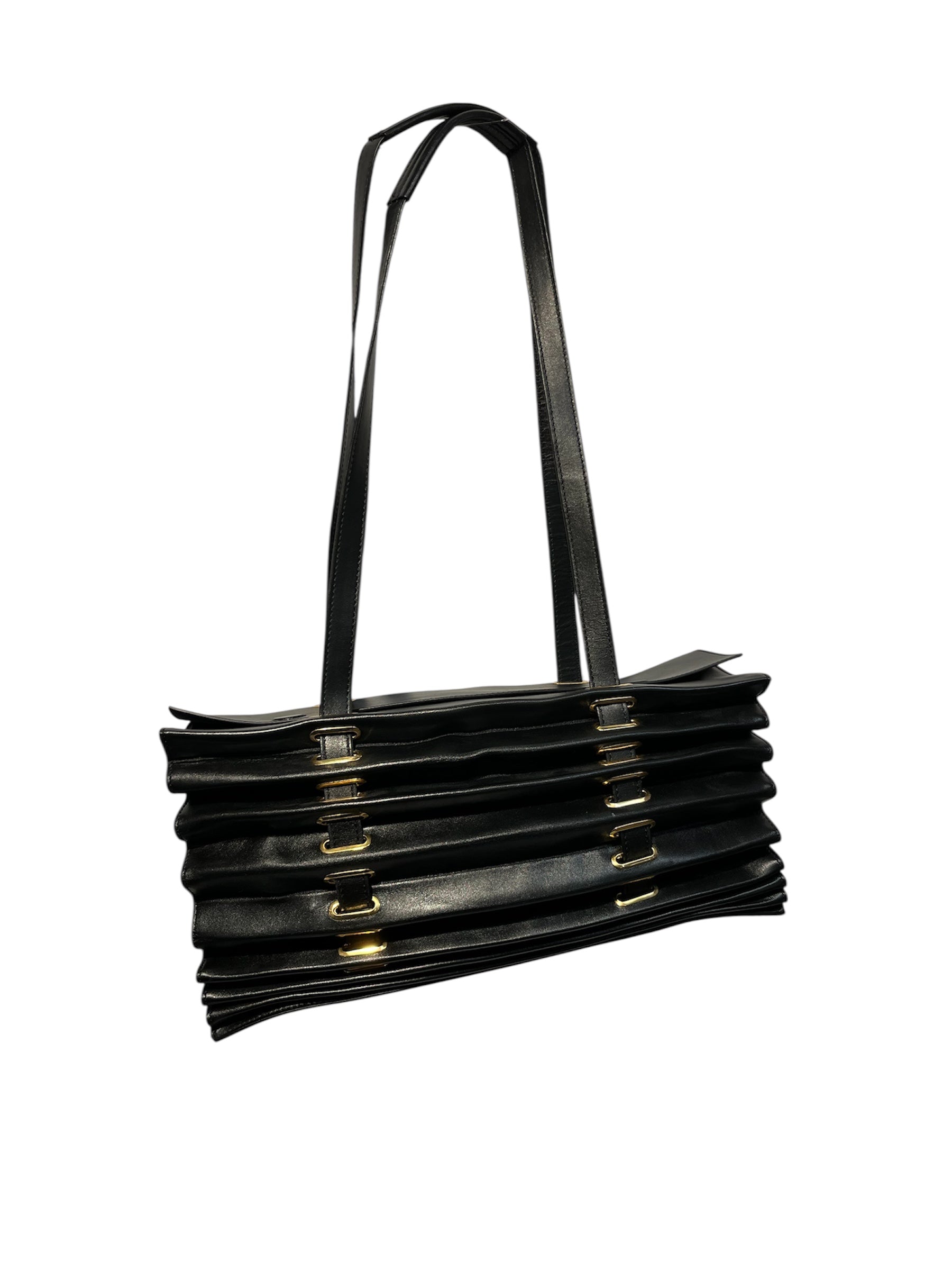 Y/PROJECT/Tote Bag/Leather/BLK/accordion view 2