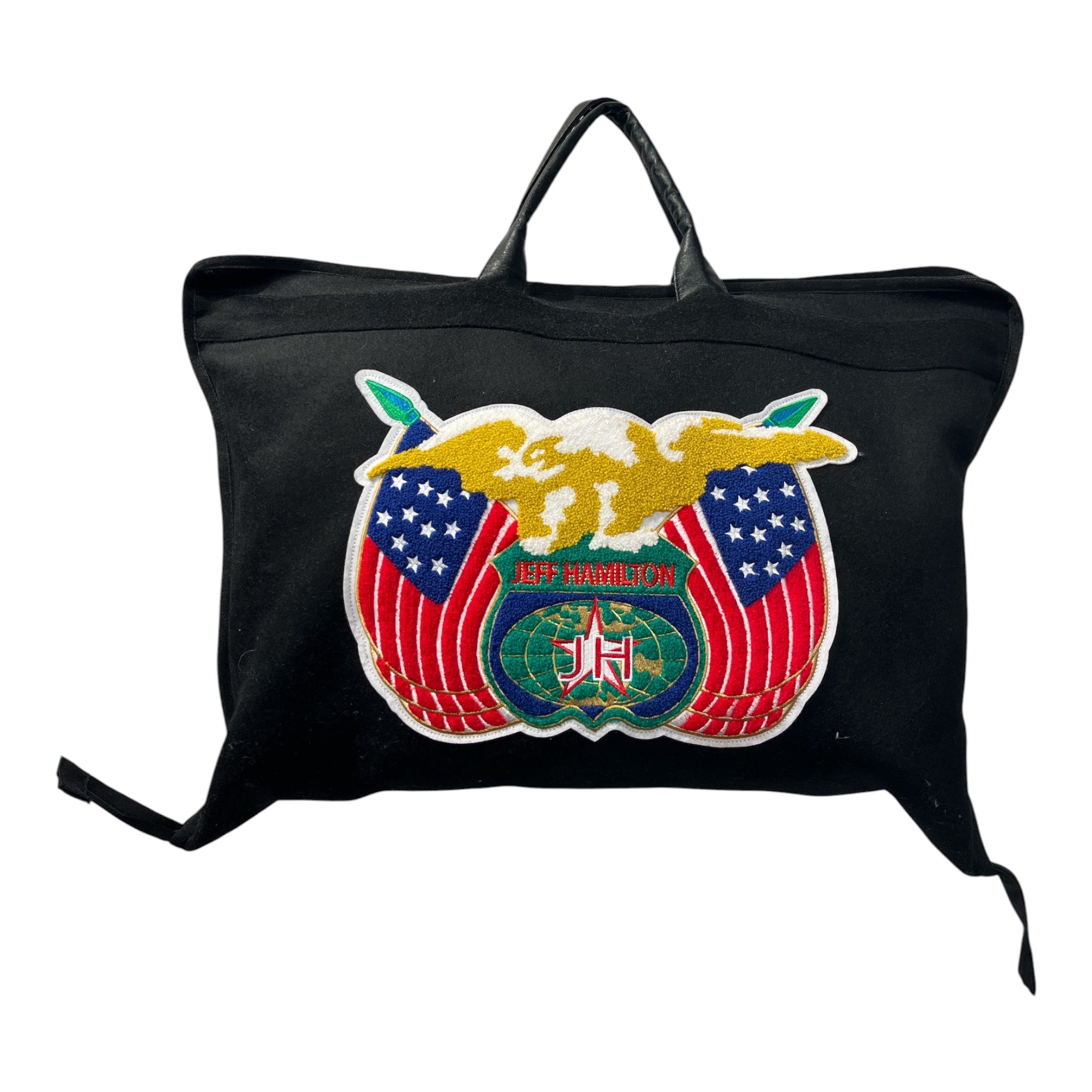 JEFF HAMILTON/Tote Bag/Cotton/BLK/2 AMERICAN FLAGS/GRN GLOBE view 1