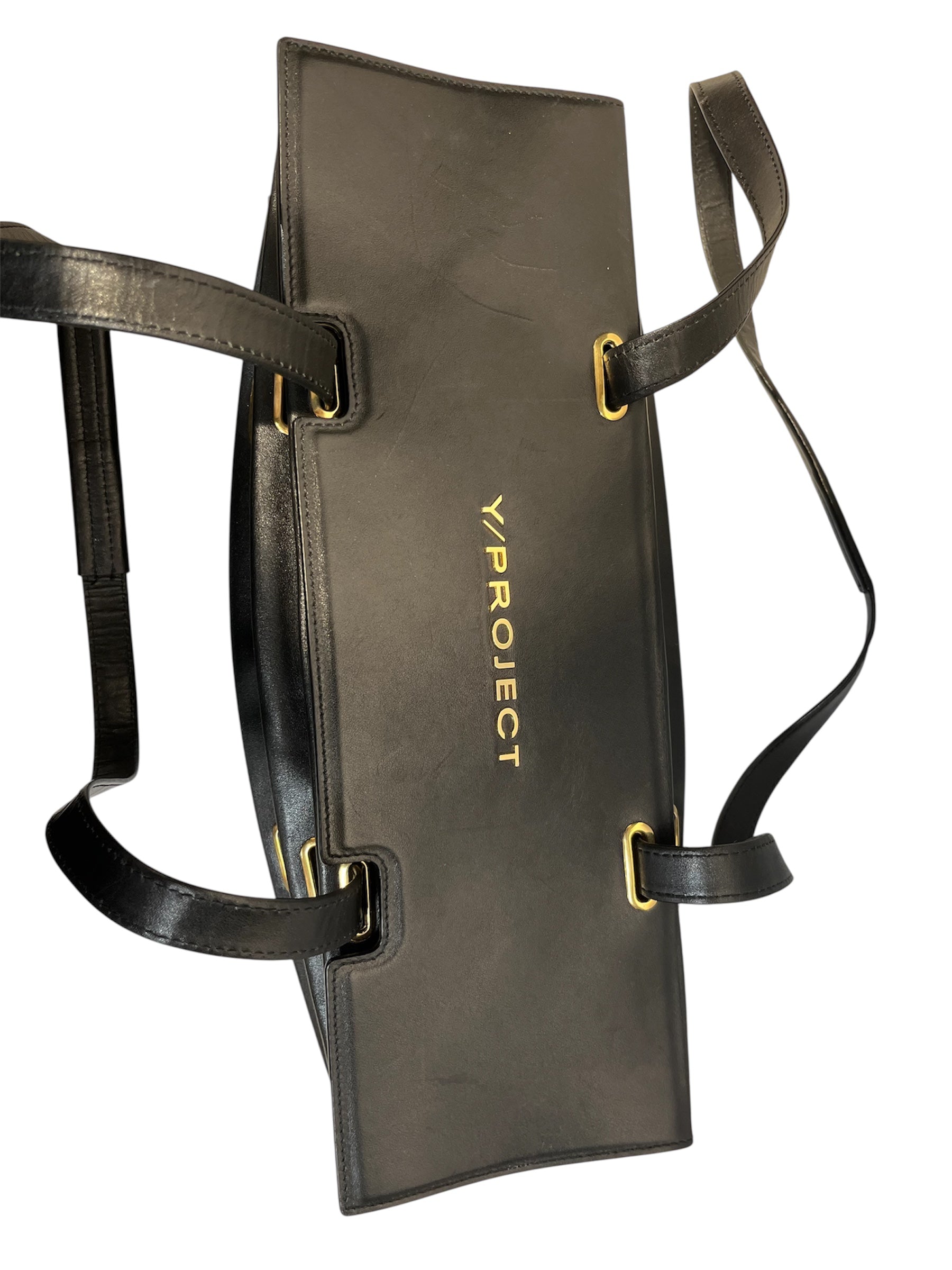 Y/PROJECT/Tote Bag/Leather/BLK/accordion view 3