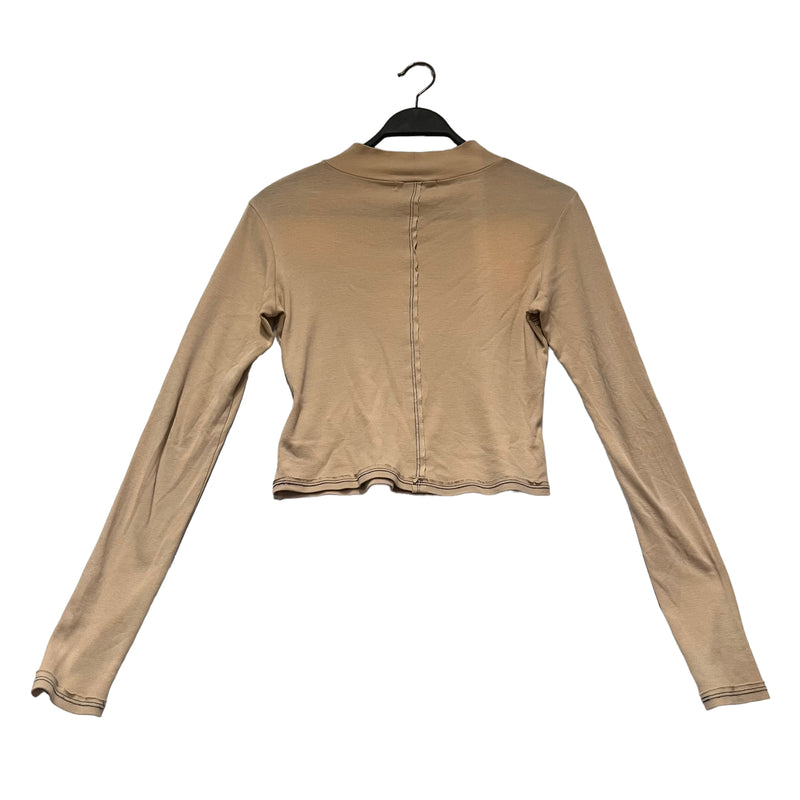 ECKHAUS LATTA/LS Blouse/S/Cotton/BEG/Lapped Mock Neck