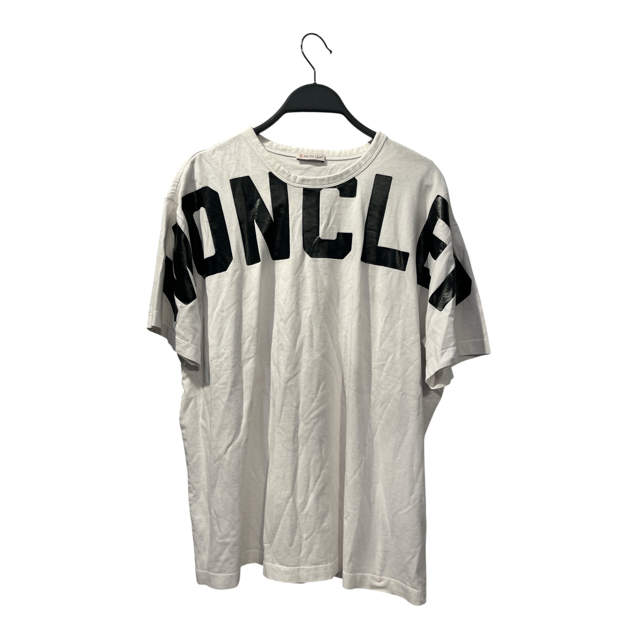 MONCLER/T-Shirt/XL/Cotton/WHT/Graphic/BLACK LETTERING OVER CHEST view 1