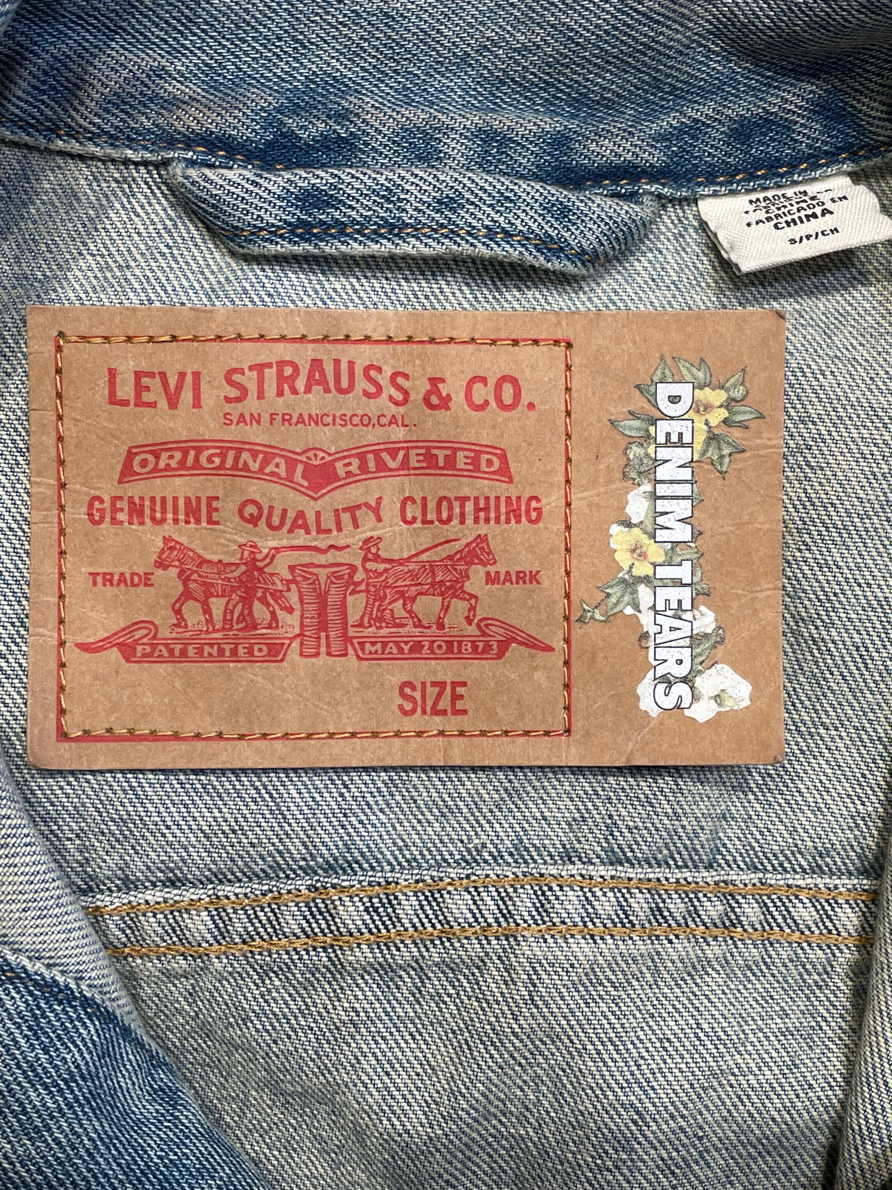 Levi's/DENIM TEARS/Denim Jkt/S/Denim/IDG/All Over Print/COTTON WREATH TUCKER JKT view 3