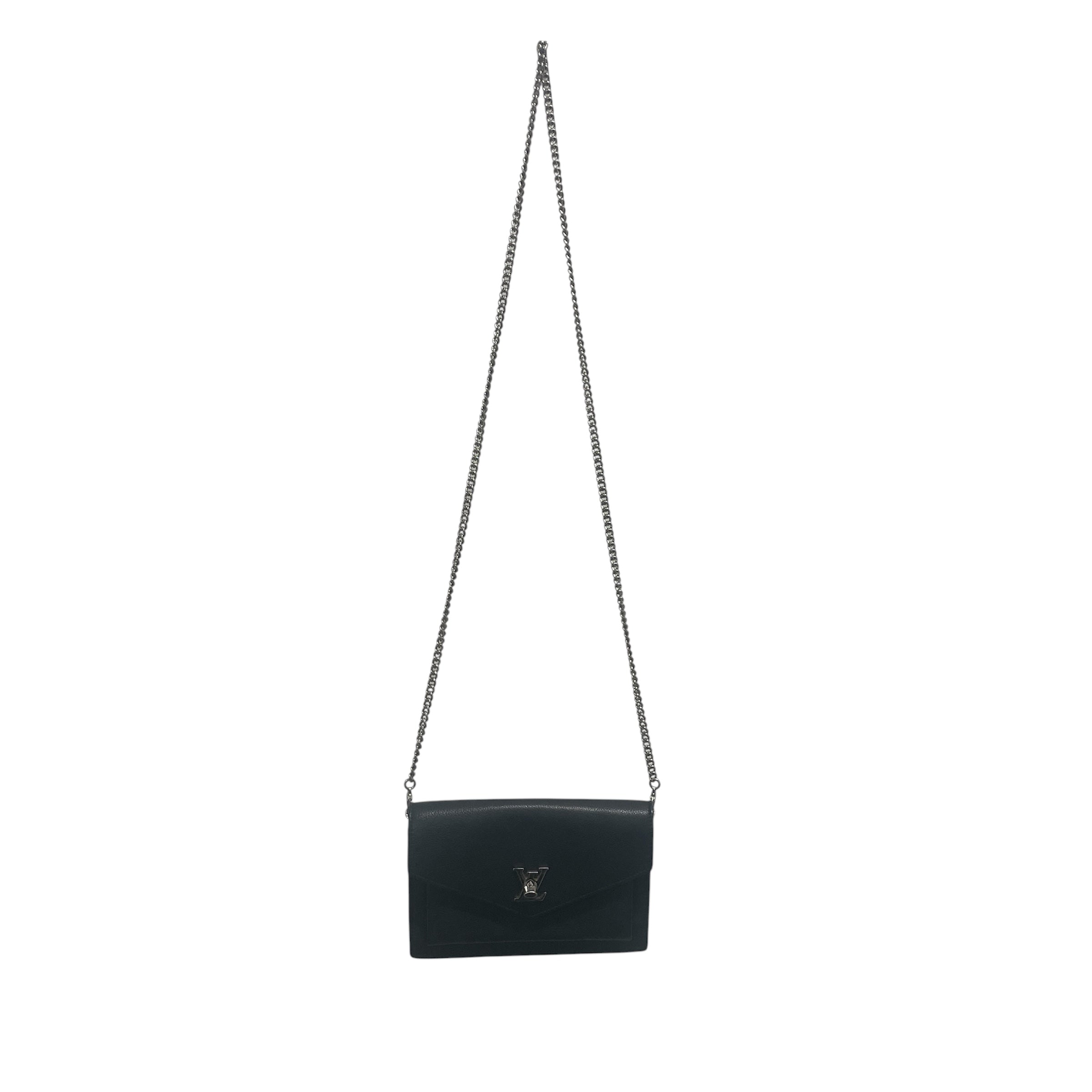 LOUIS VUITTON/Bag/Leather/BLK/evelope silverhardware view 1