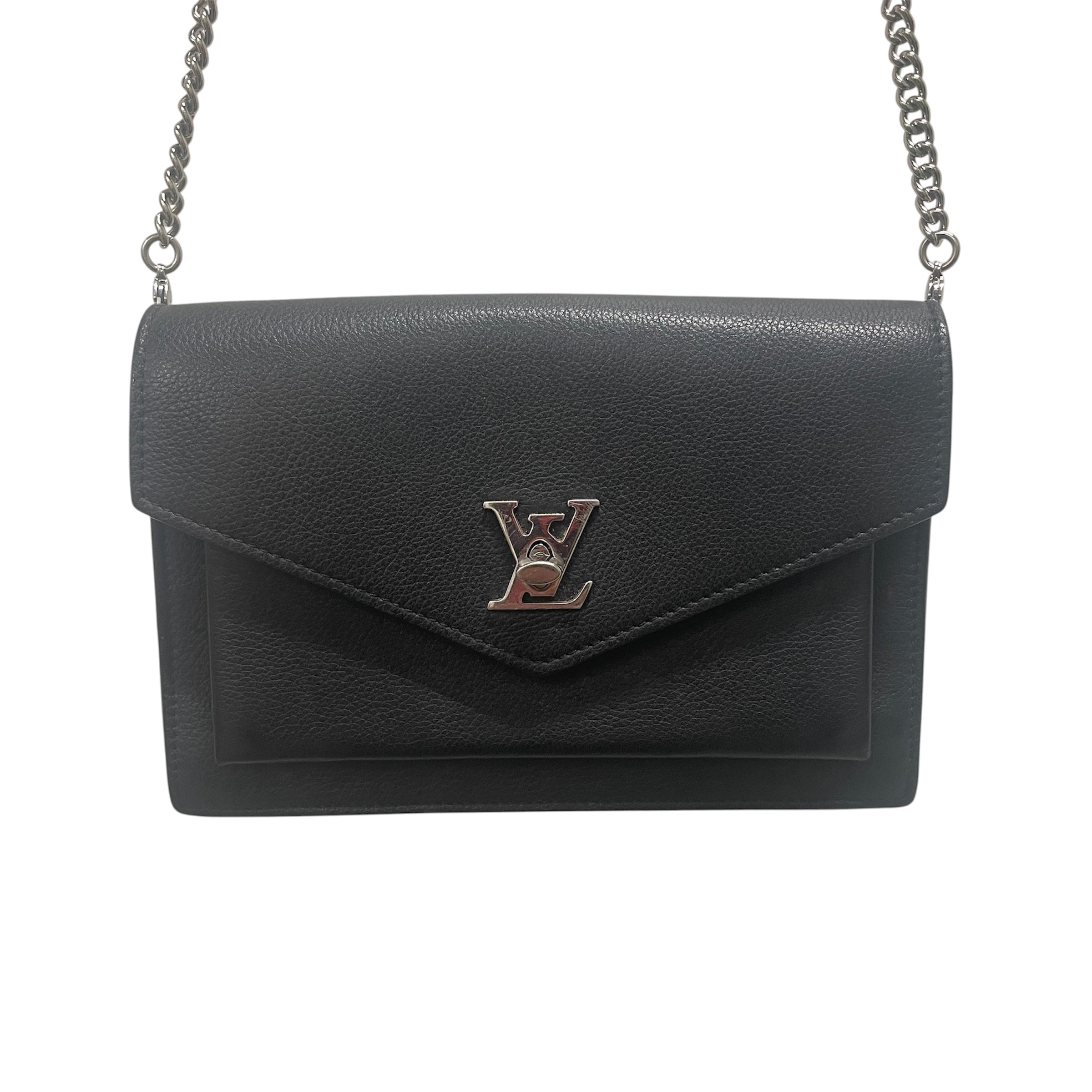LOUIS VUITTON/Bag/Leather/BLK/evelope silverhardware view 3