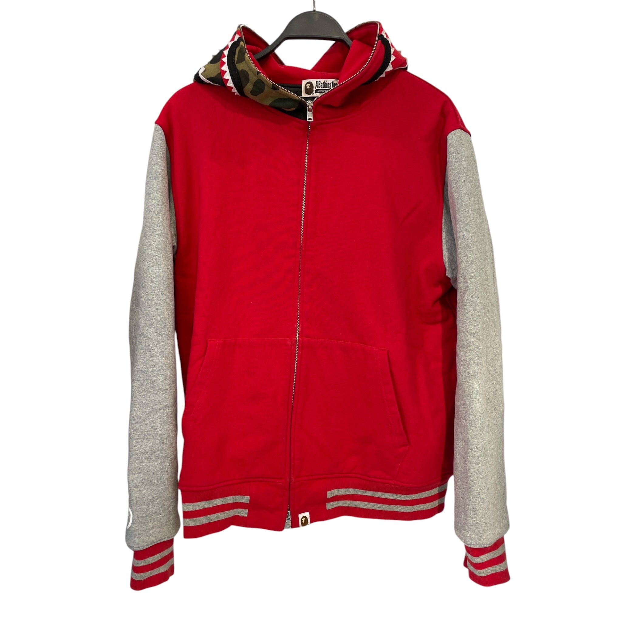 A BATHING APE/Quilted Jkt/XL/Cotton/RED/Camouflage/FULL ZIP UP view 1