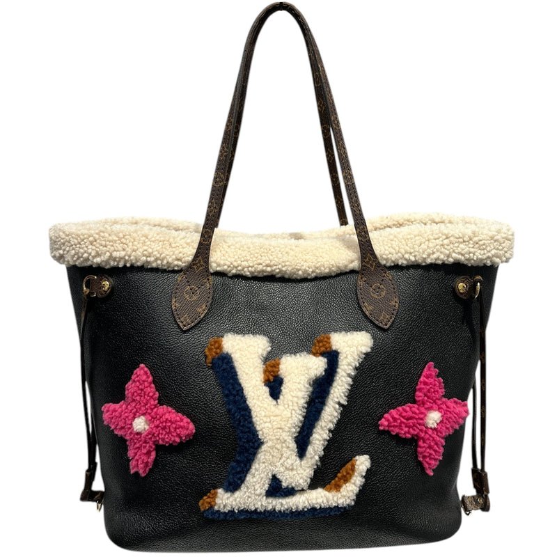 LOUIS VUITTON/Tote Bag/OS/Monogram/Leather/BLK/TEDDY NEVERFULL TOTE