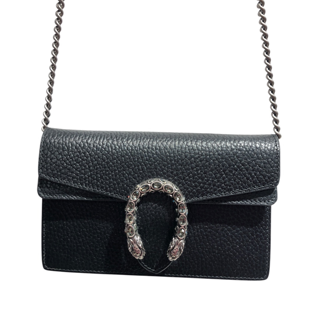 GUCCI/Cross Body Bag/Leather/BLK/Dionysus Supermini view 3