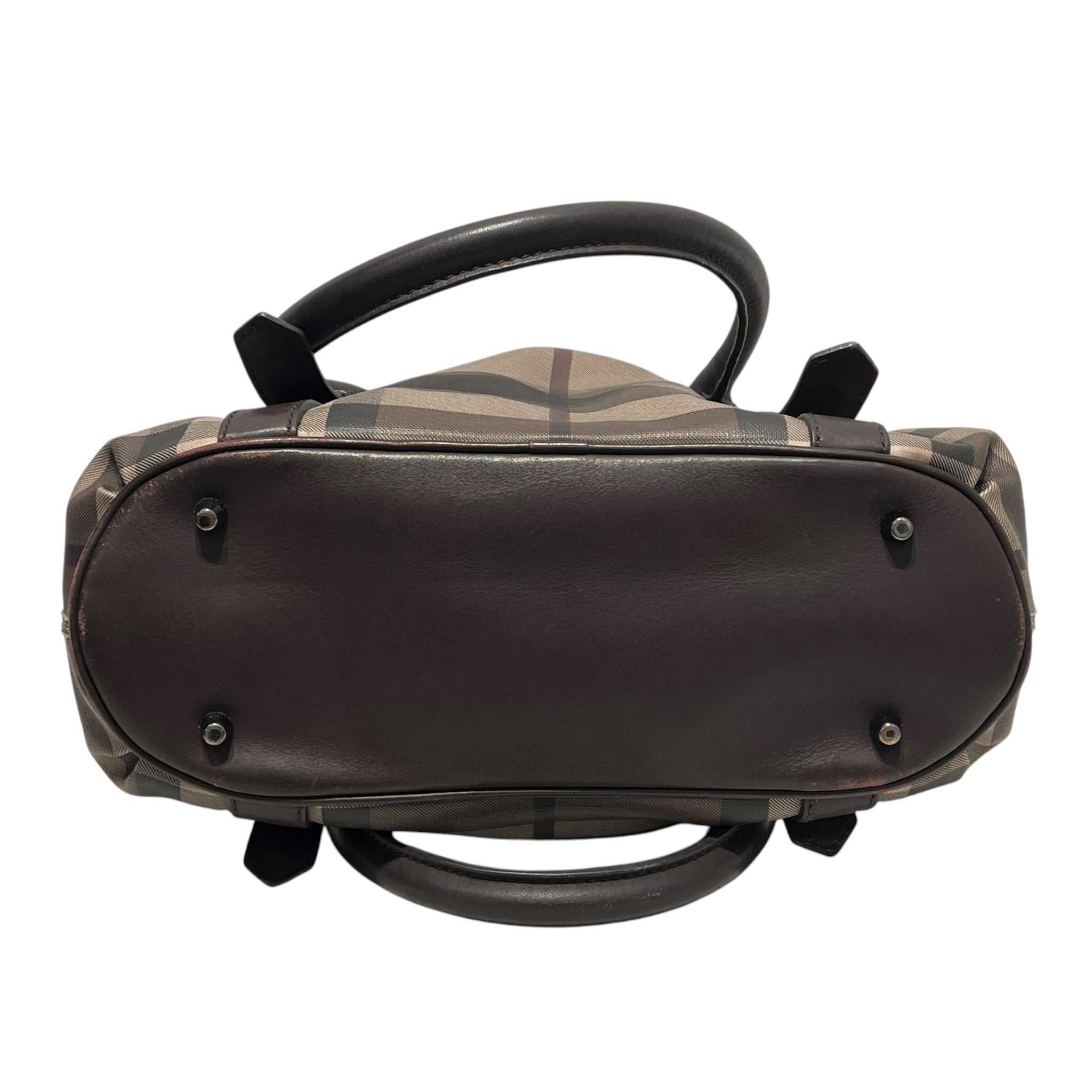 BURBERRY/Hand Bag/Leather/BRW/SMOKE CHECK view 4