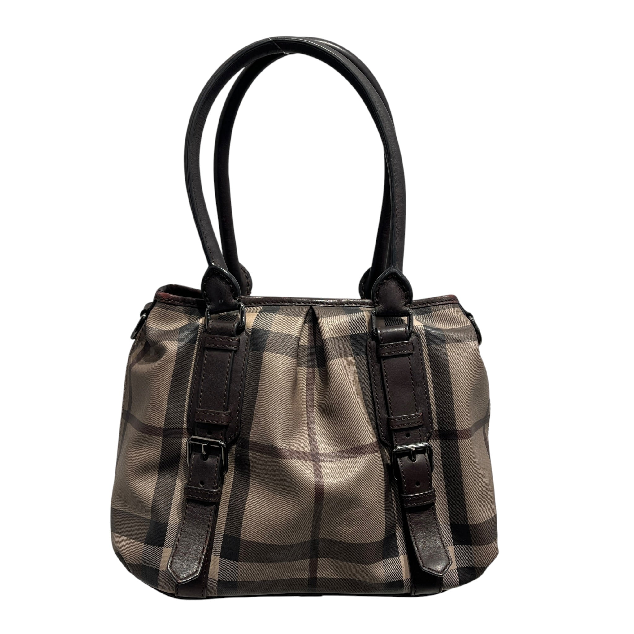 BURBERRY/Hand Bag/Leather/BRW/SMOKE CHECK view 1