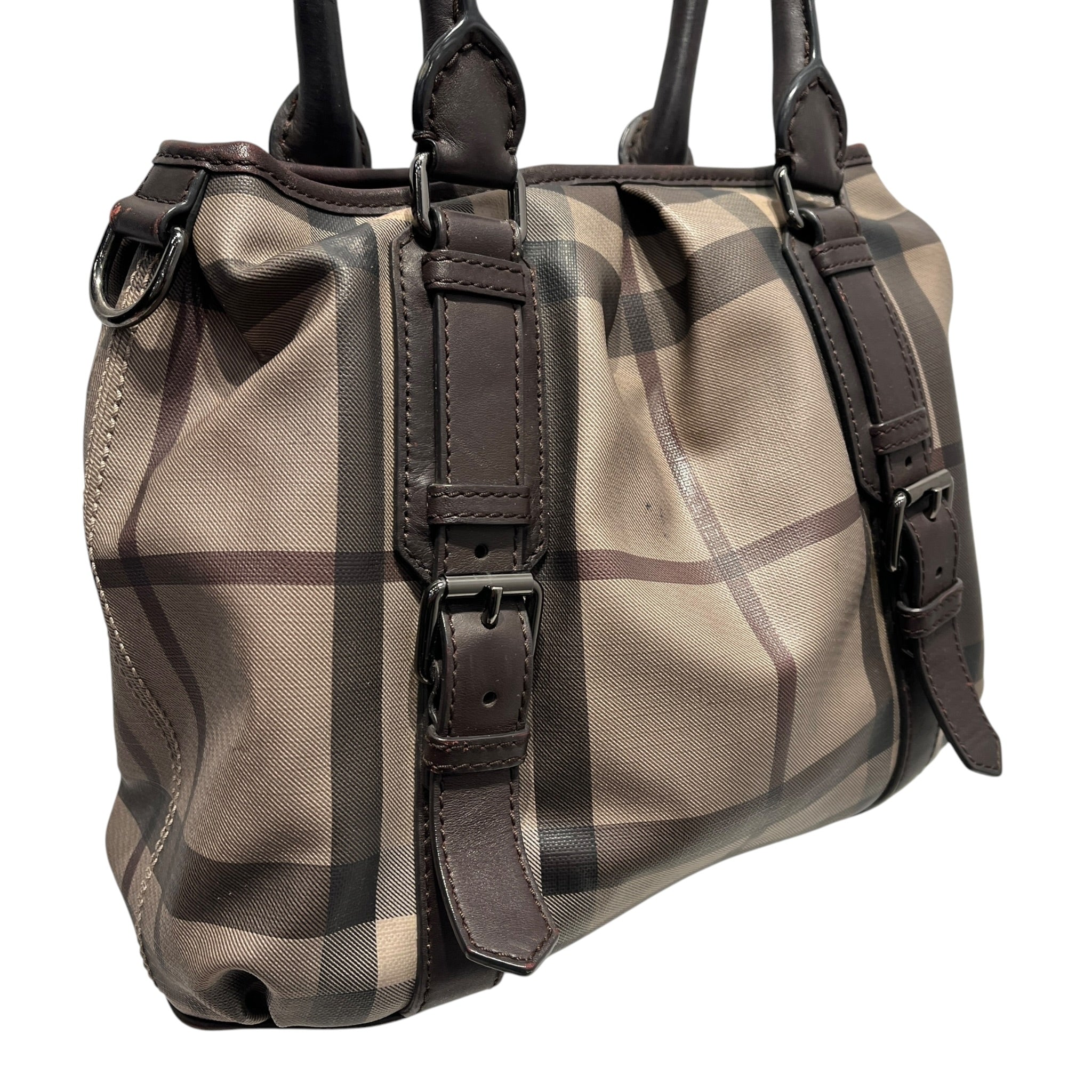 BURBERRY/Hand Bag/Leather/BRW/SMOKE CHECK view 7