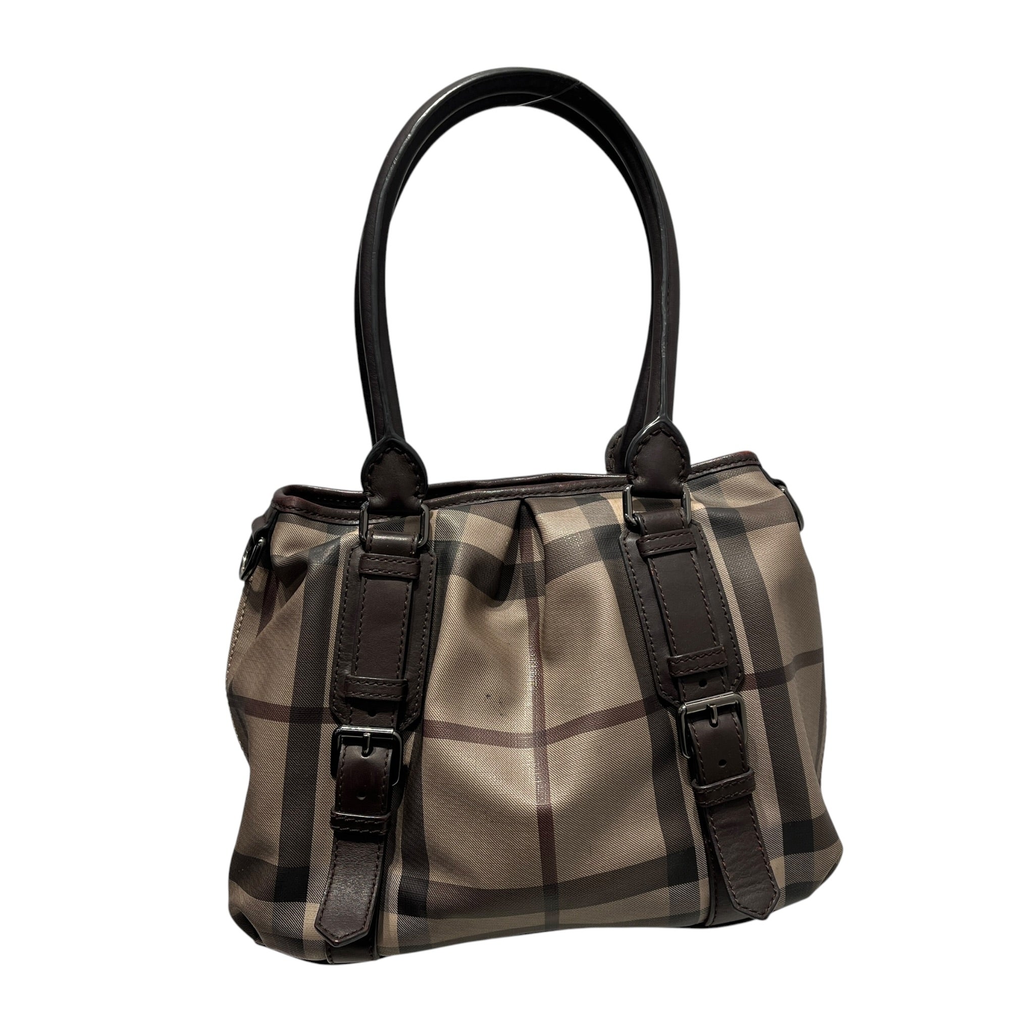 BURBERRY/Hand Bag/Leather/BRW/SMOKE CHECK view 2