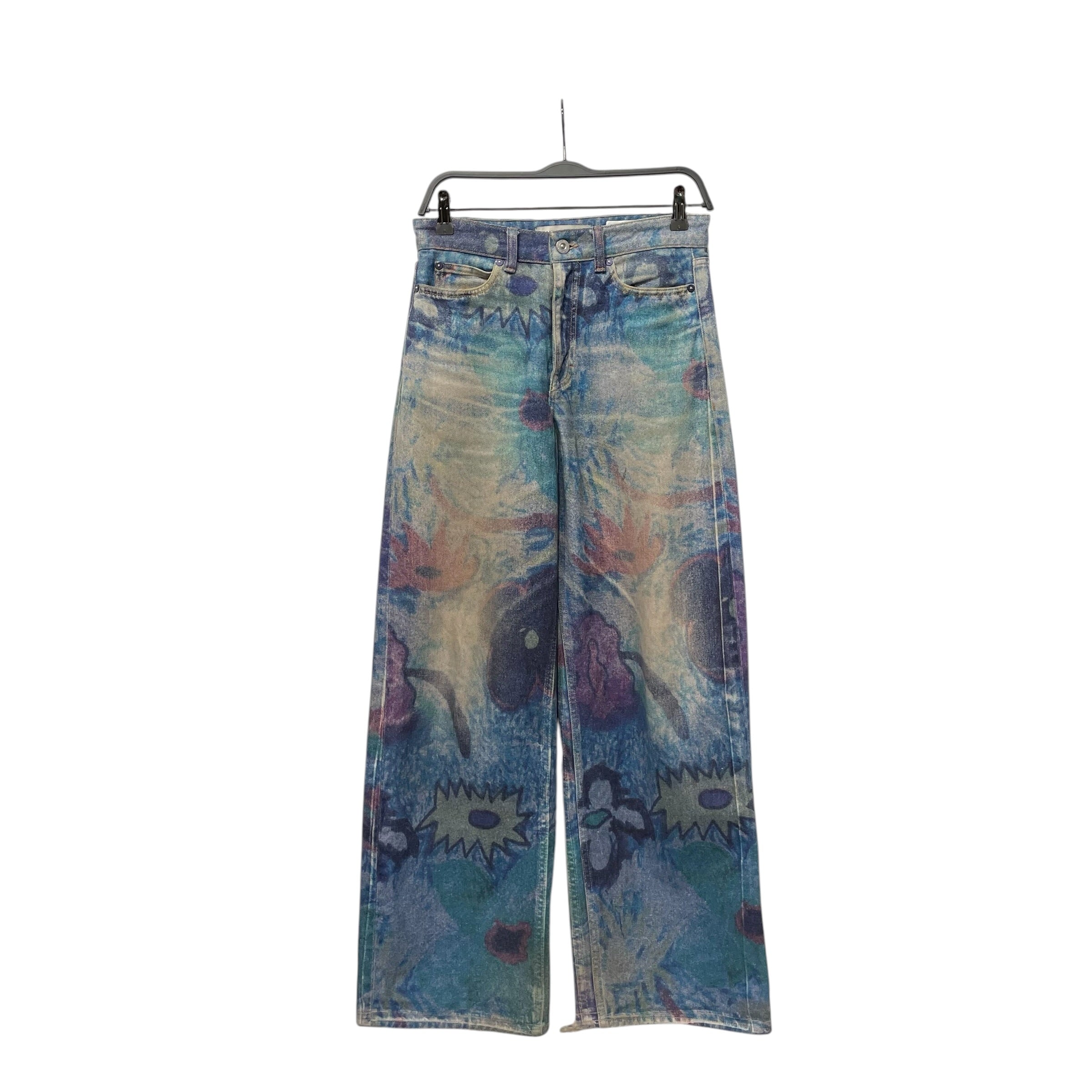 OUR LEGACY/Straight Pants/32/Denim/IDG/All Over Print/FLORAL DRAWINGS view 1