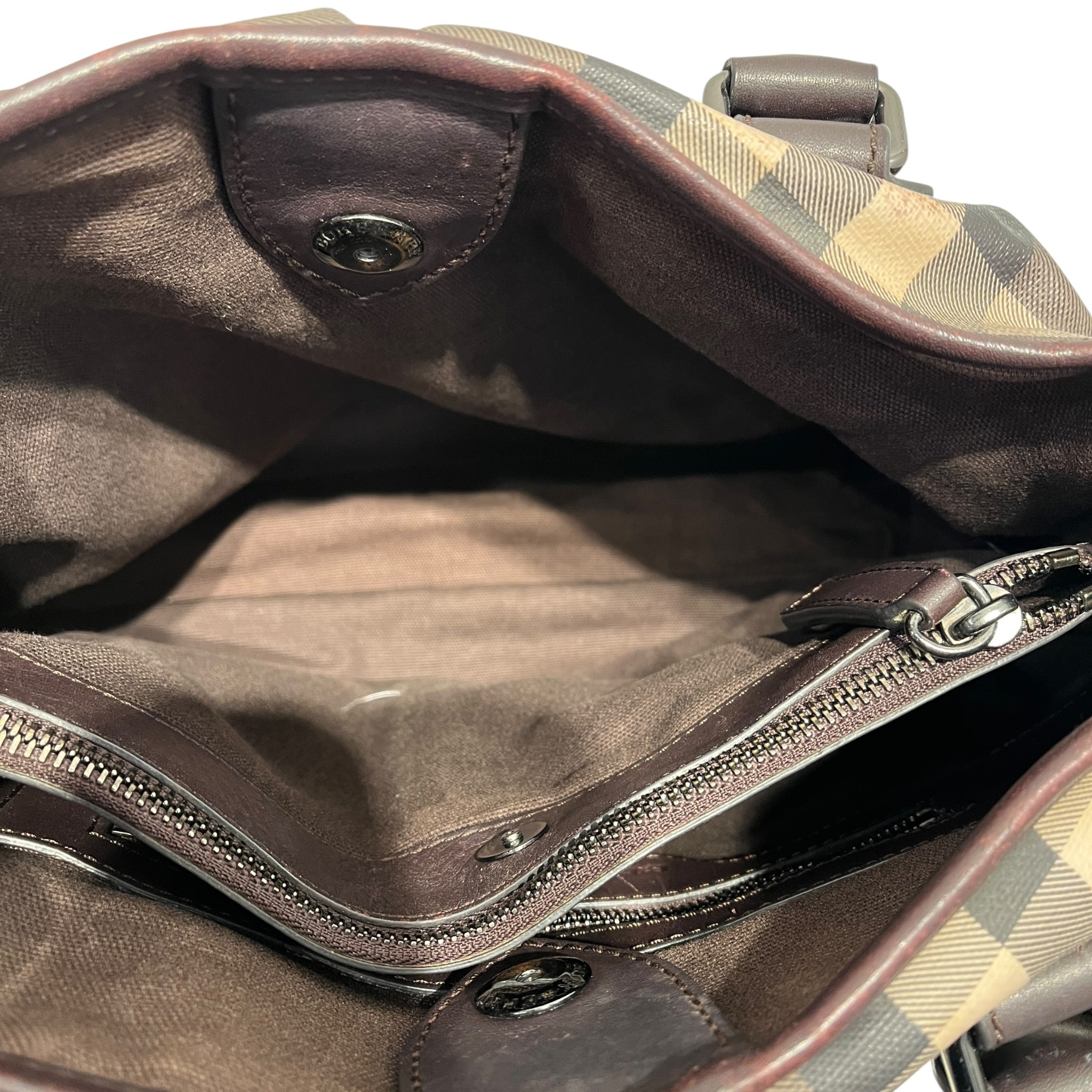 BURBERRY/Hand Bag/Leather/BRW/SMOKE CHECK view 5
