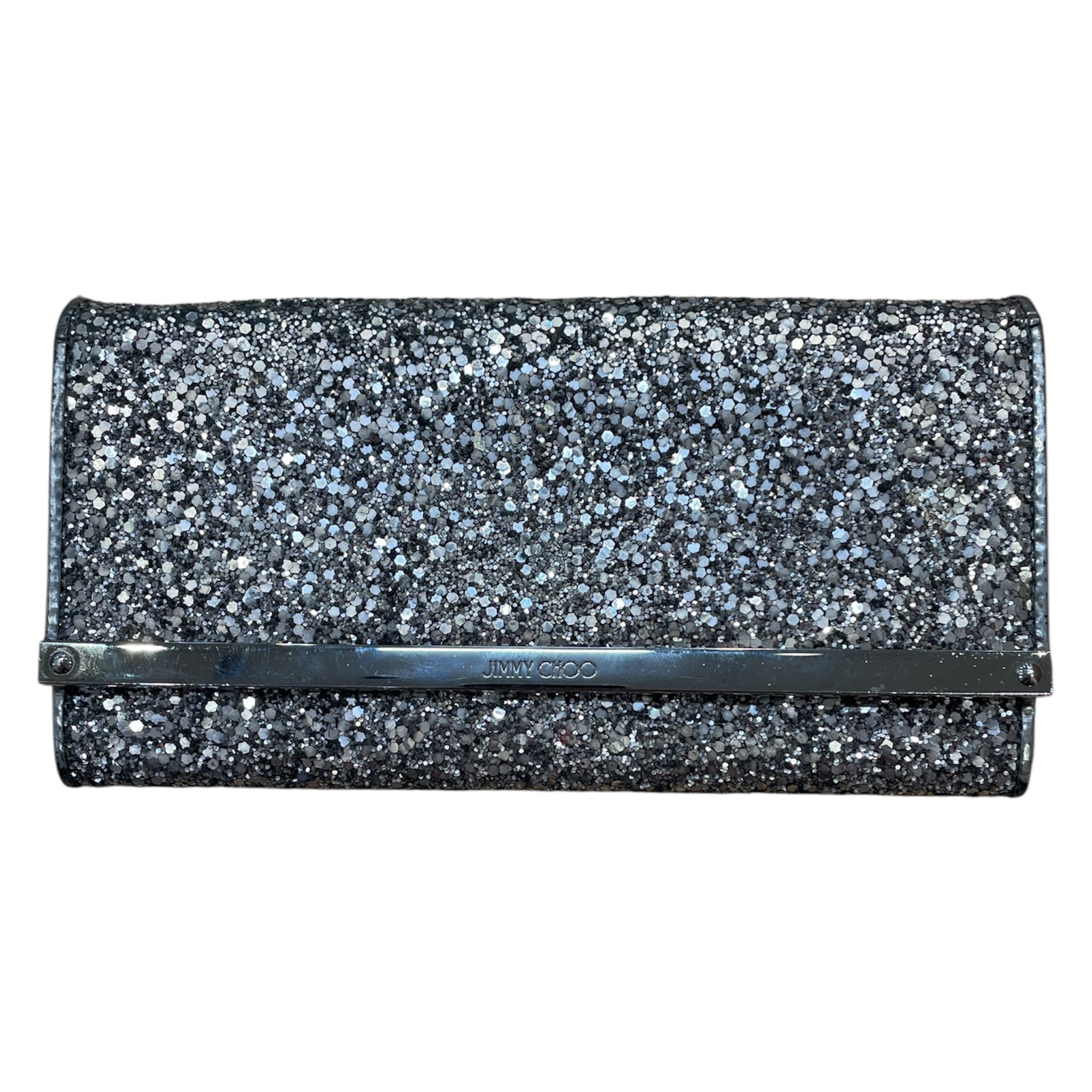 JIMMY CHOO/Clutch Bag/SLV/glitter clutch long strap view 1