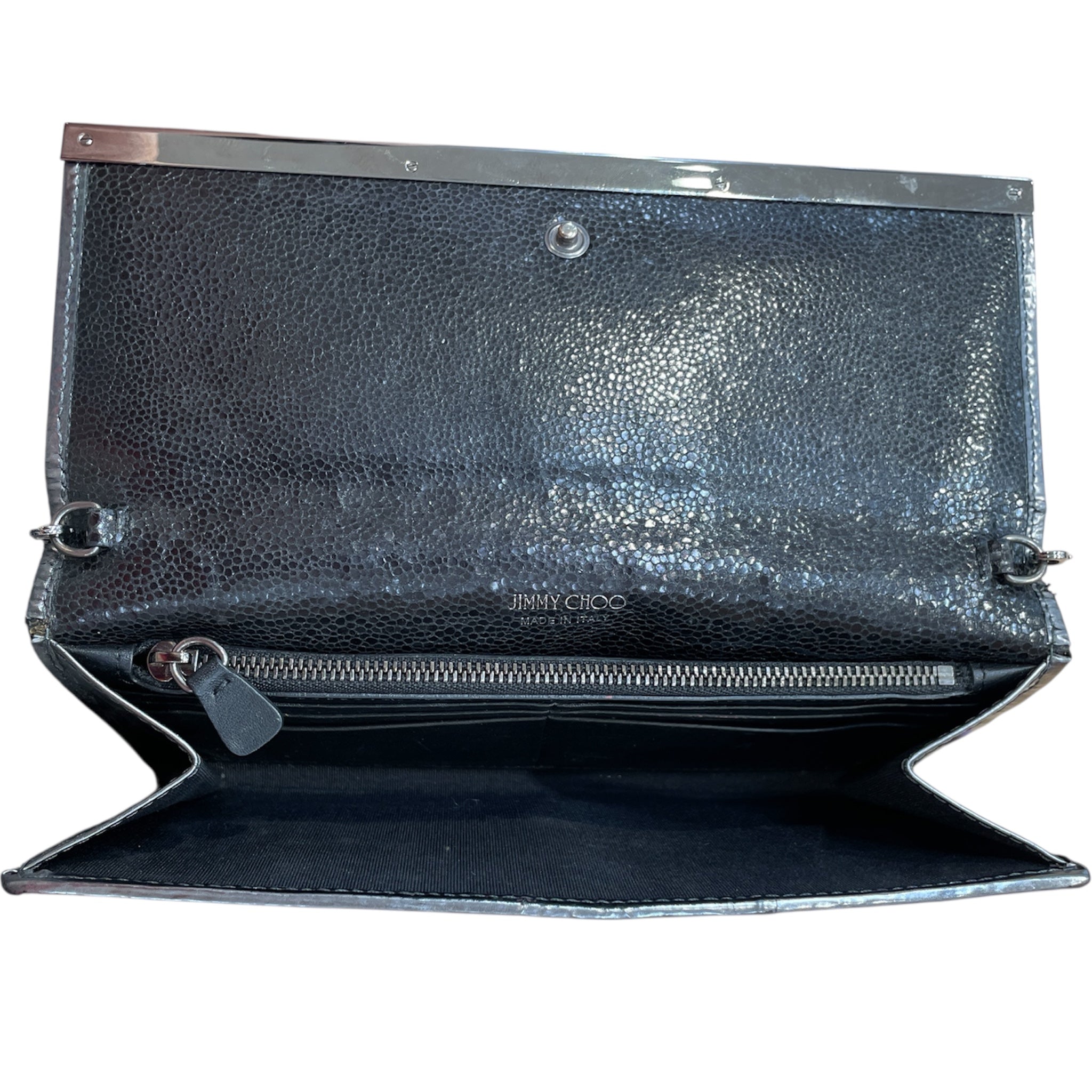 JIMMY CHOO/Clutch Bag/SLV/glitter clutch long strap view 4