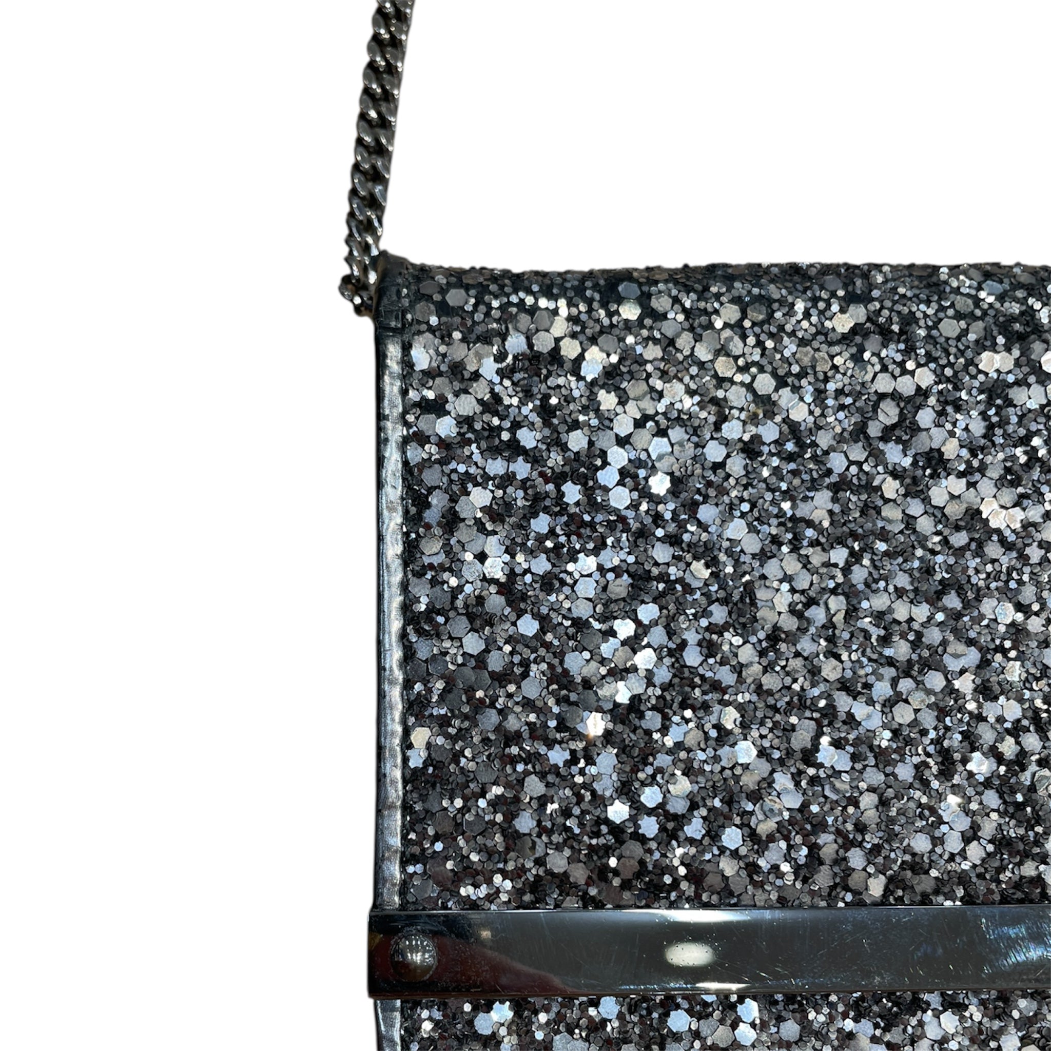 JIMMY CHOO/Clutch Bag/SLV/glitter clutch long strap view 7