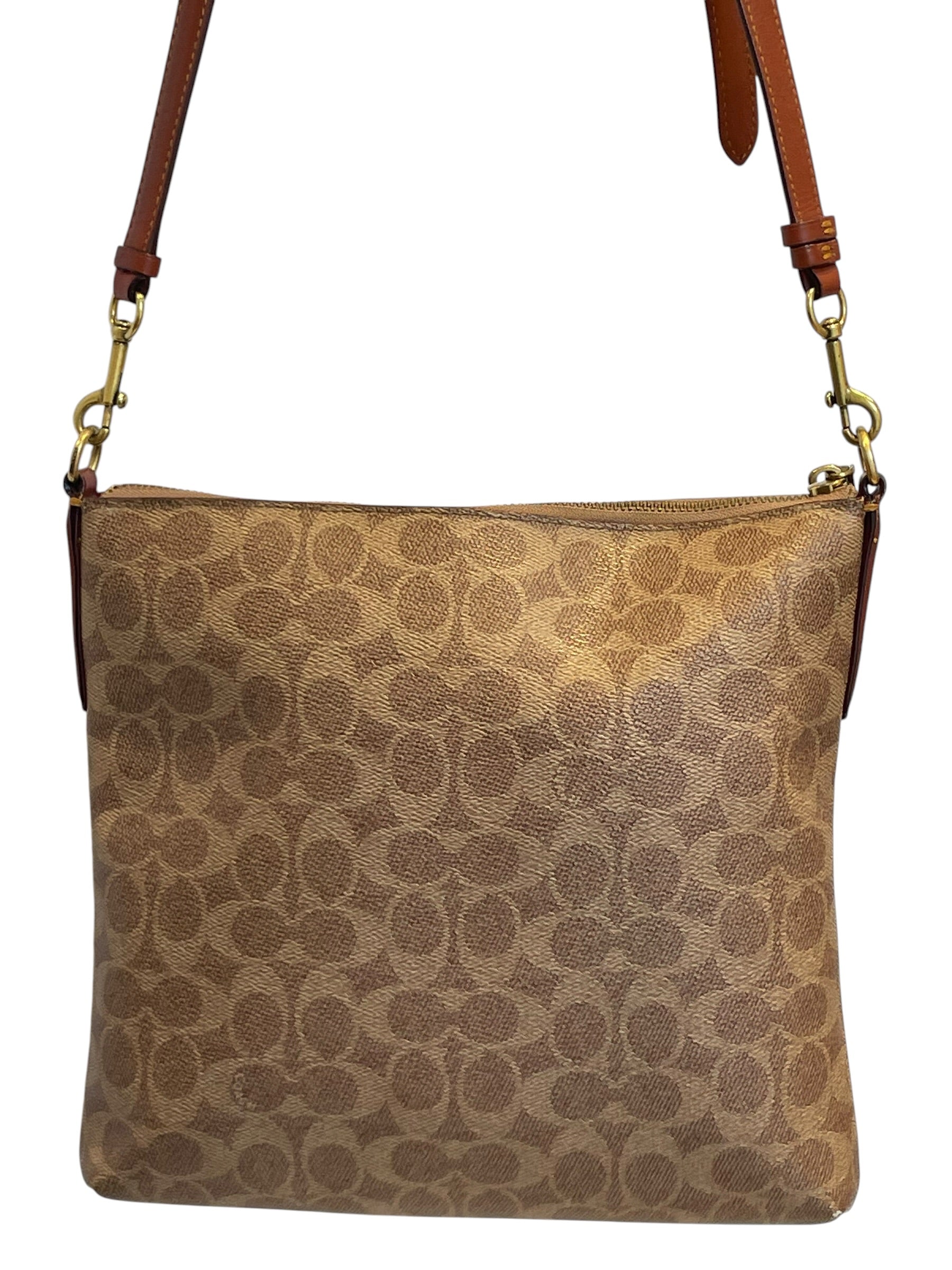 COACH/Cross Body Bag/Monogram/Leather/MLT/burgondy pocket/coach emblem view 3