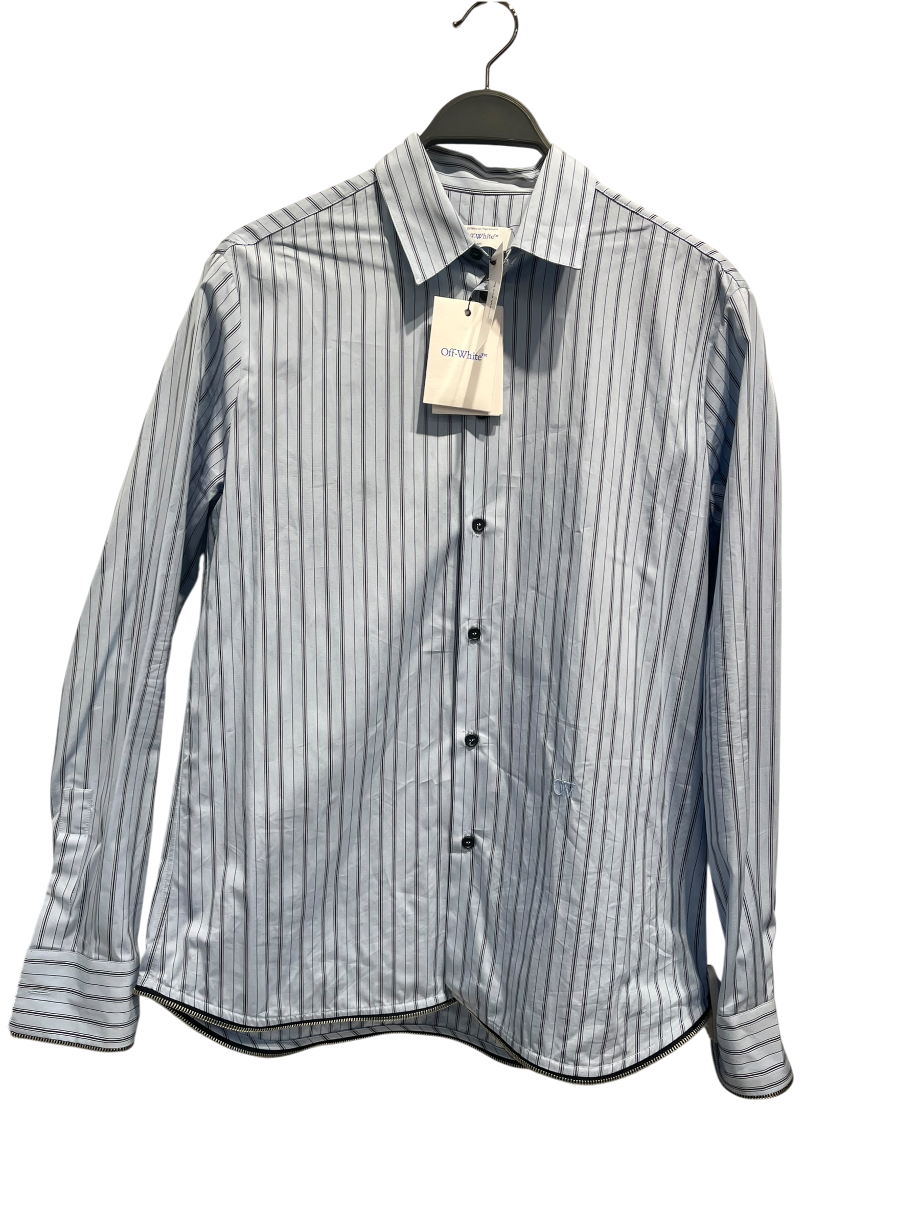 OFF-WHITE/LS Shirt/S/Cotton/BLU/Open Coller/Stripe/ view 1