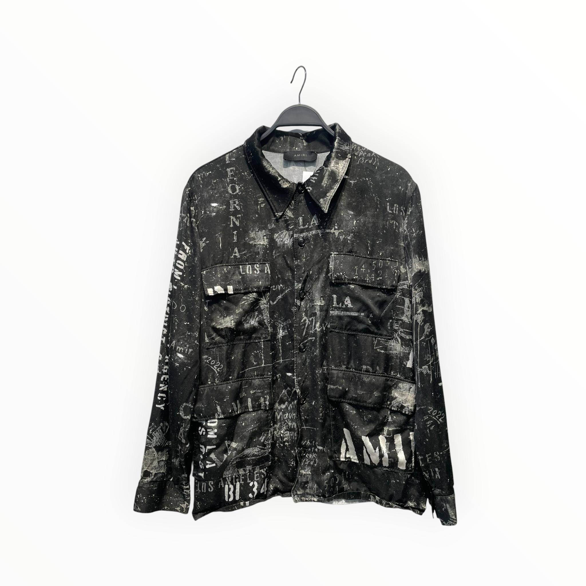 AMIRI/LS Shirt/54/BLK/All Over Print/army stencil shirt view 1